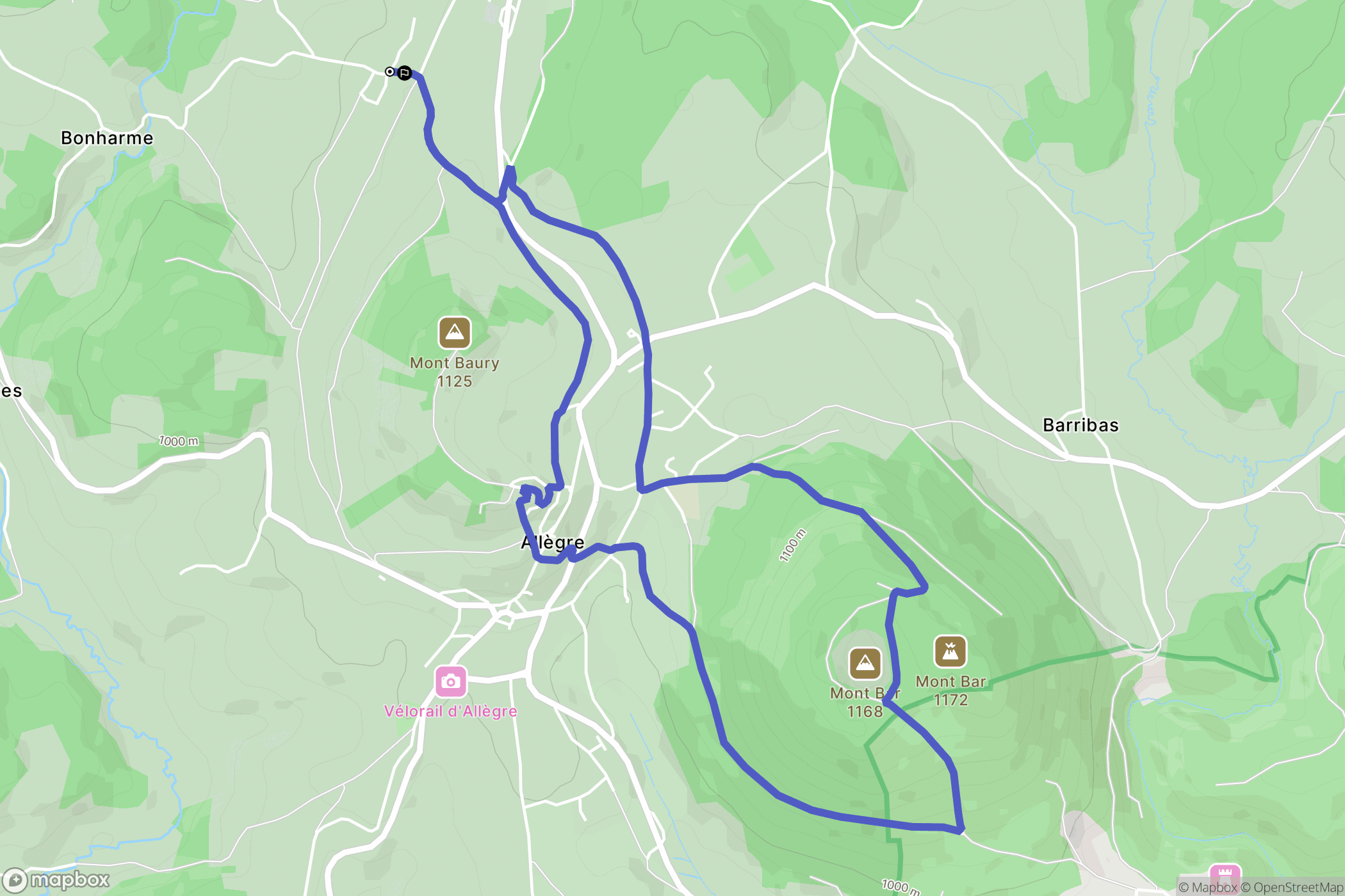 Monlet : carte du parcours de randonnée - France