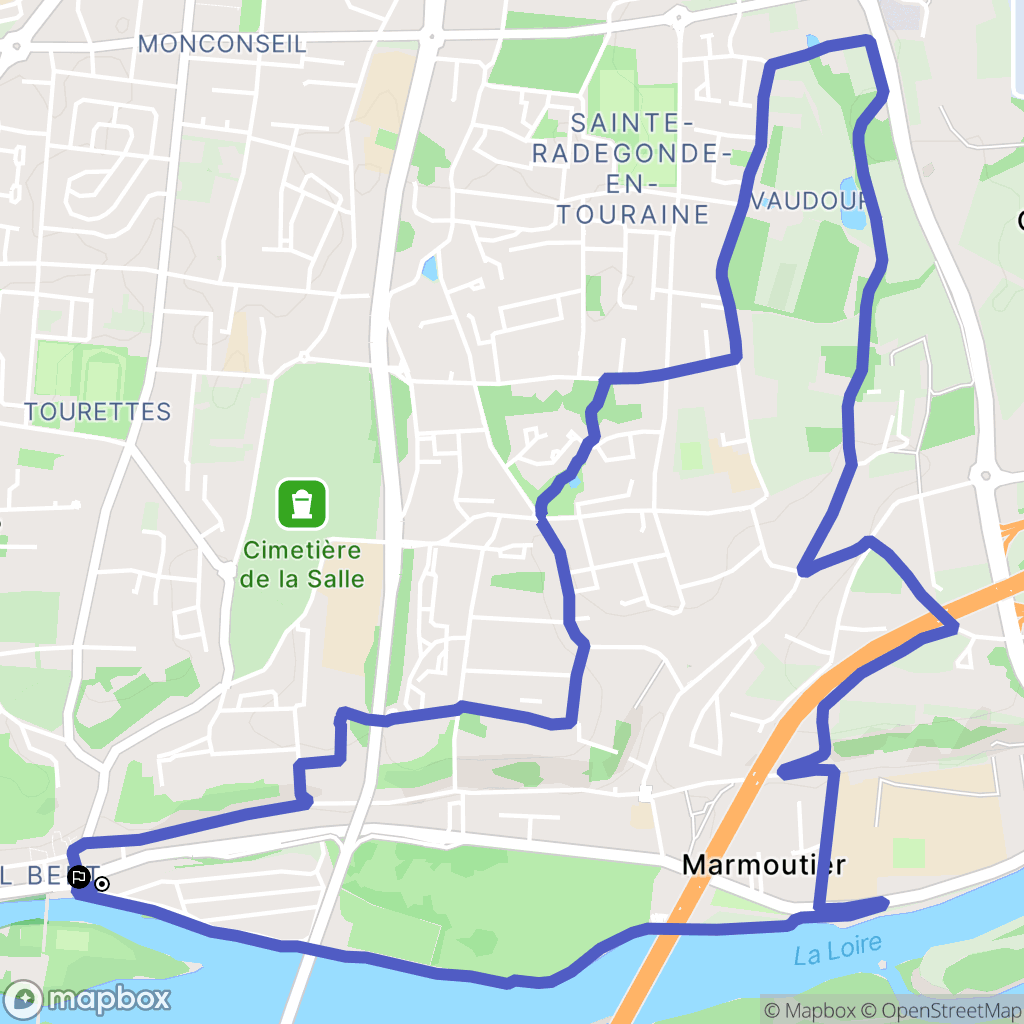 Tours : carte du parcours de randonnée - France
