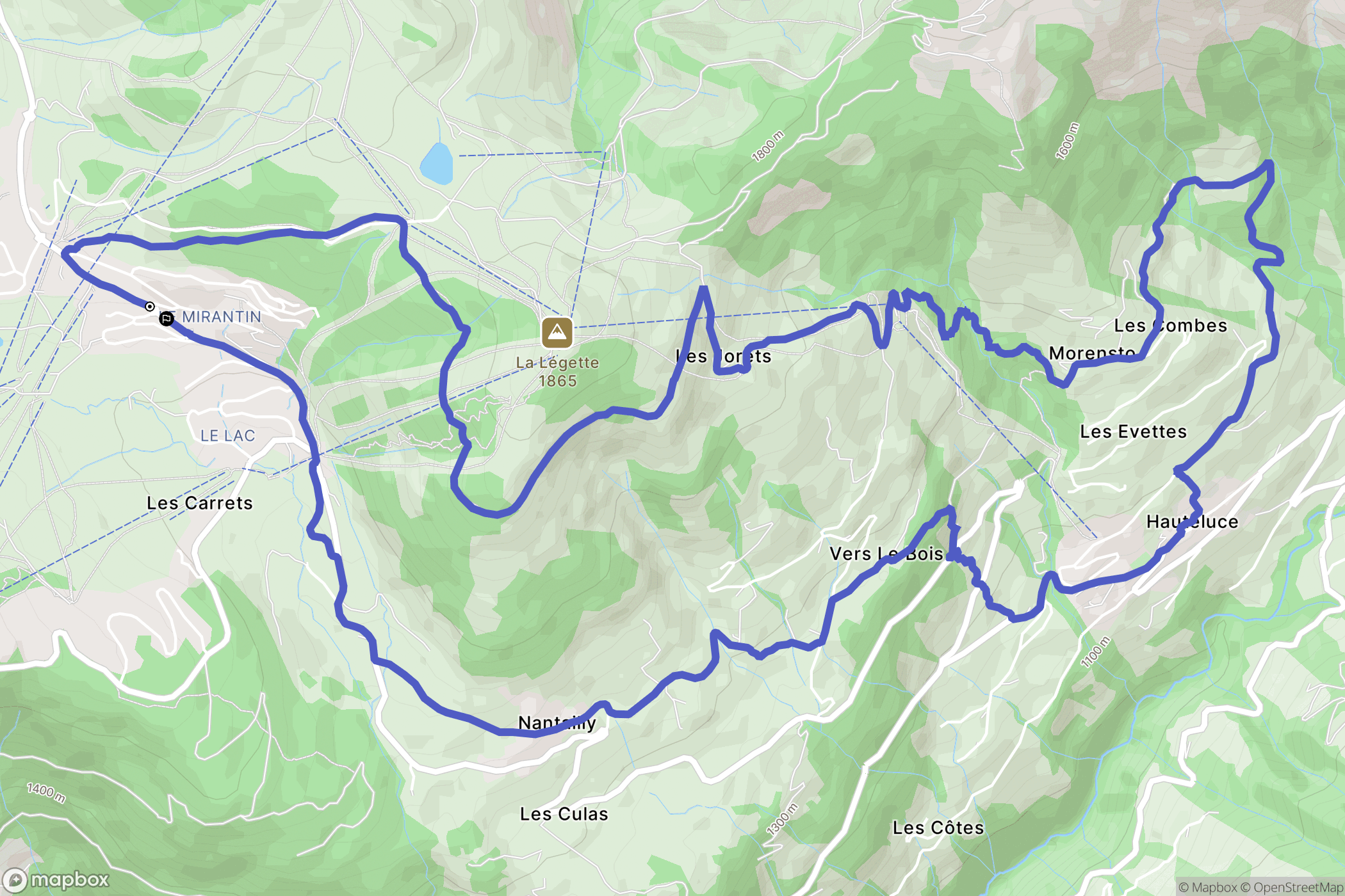 Hauteluce : carte du parcours de randonnée - France