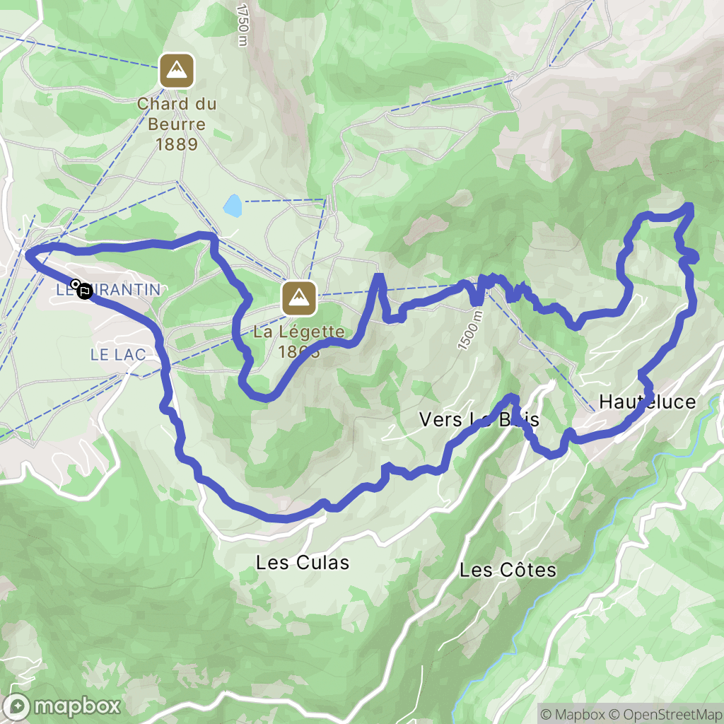 Hauteluce : carte du parcours de randonnée - France