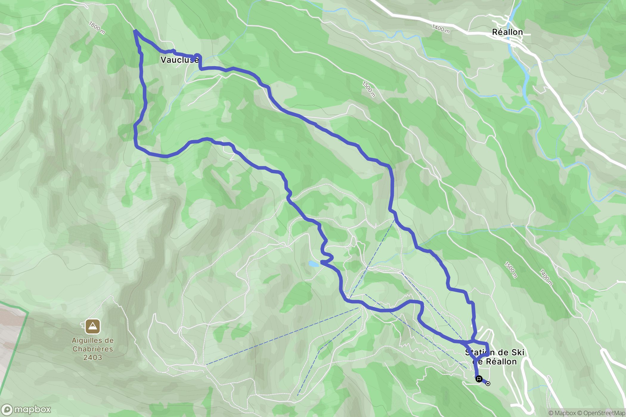 Réallon : carte du parcours de randonnée - France