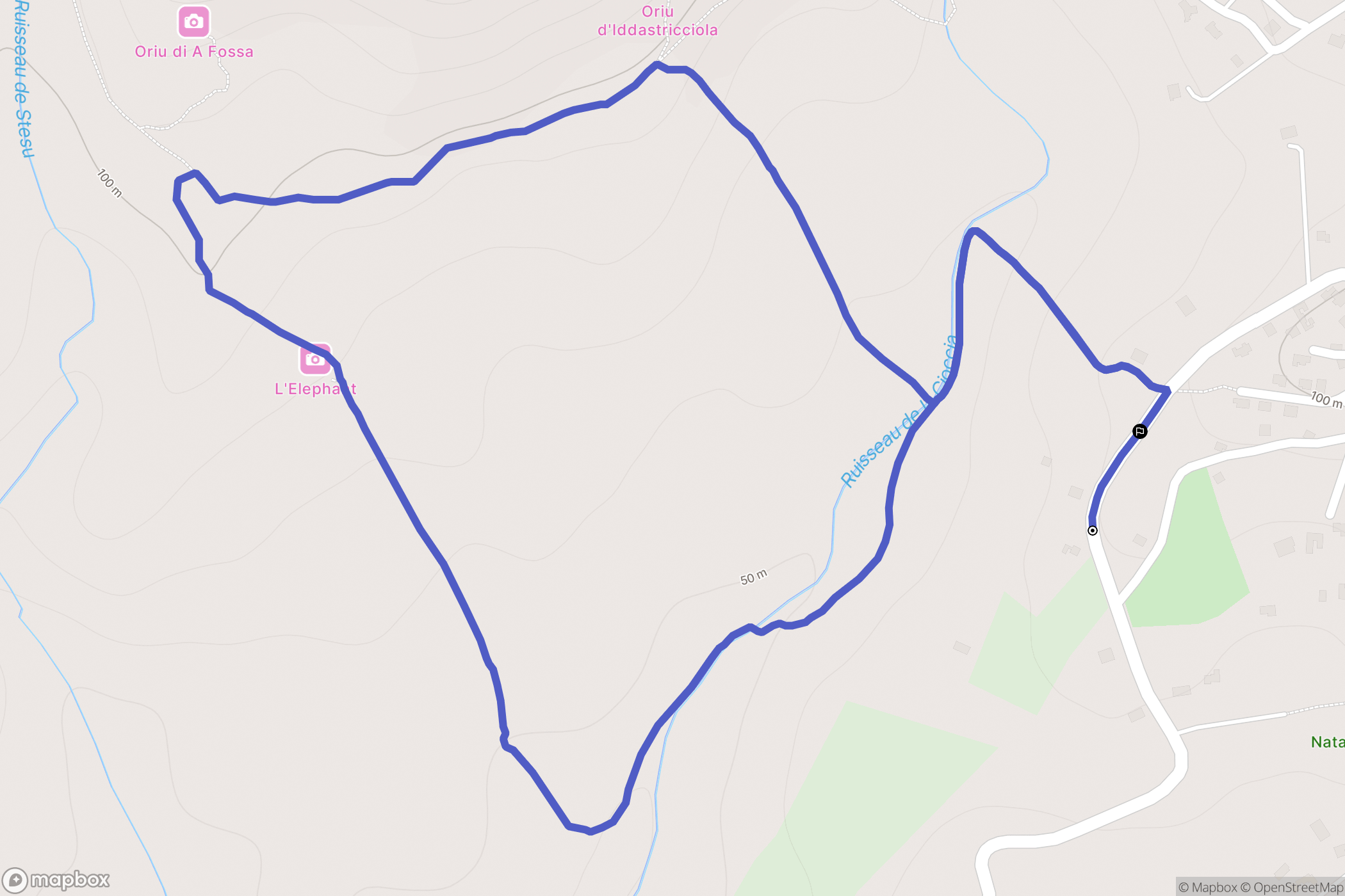 Monacia-d'Aullène : carte du parcours de randonnée - France