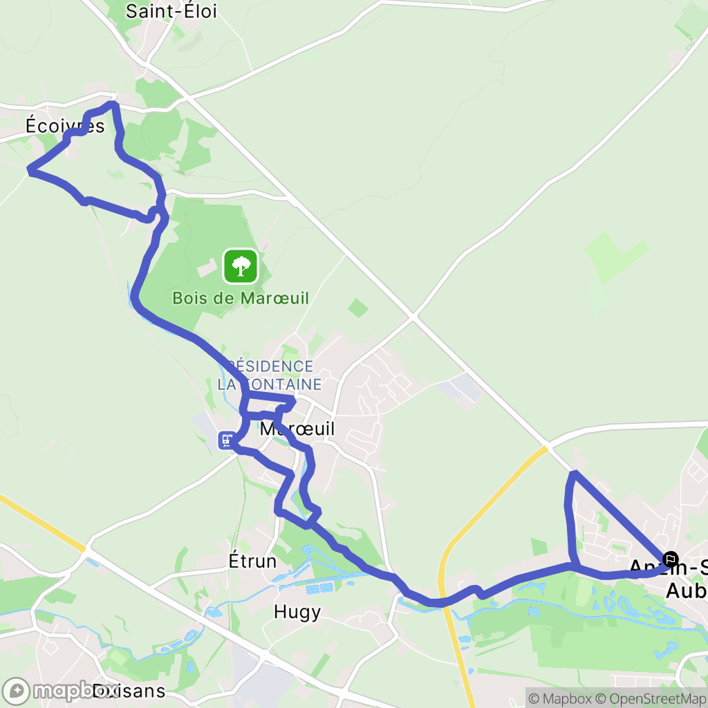 Anzin-Saint-Aubin : carte du parcours de randonnée - France