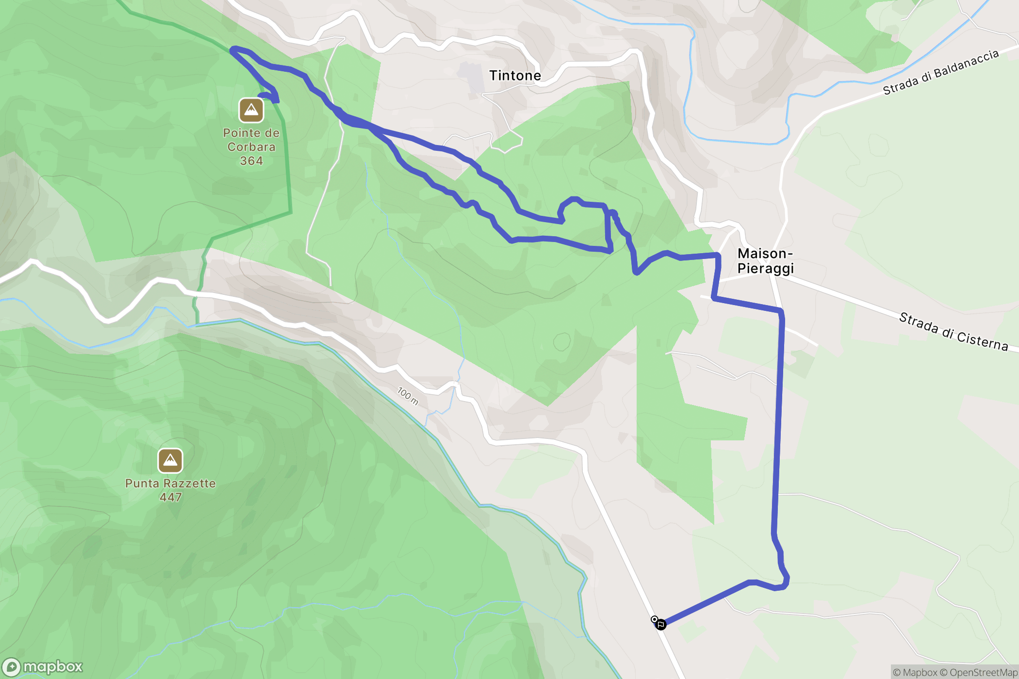 Ghisonaccia : carte du parcours de randonnée - France