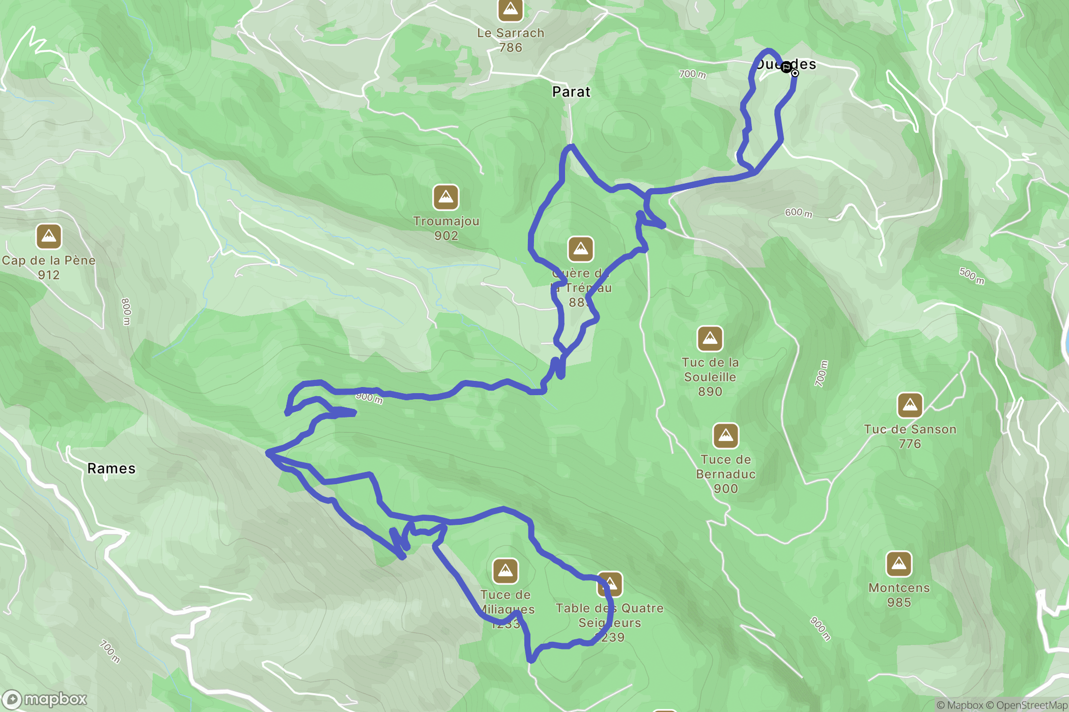 Eycheil : carte du parcours de randonnée - France