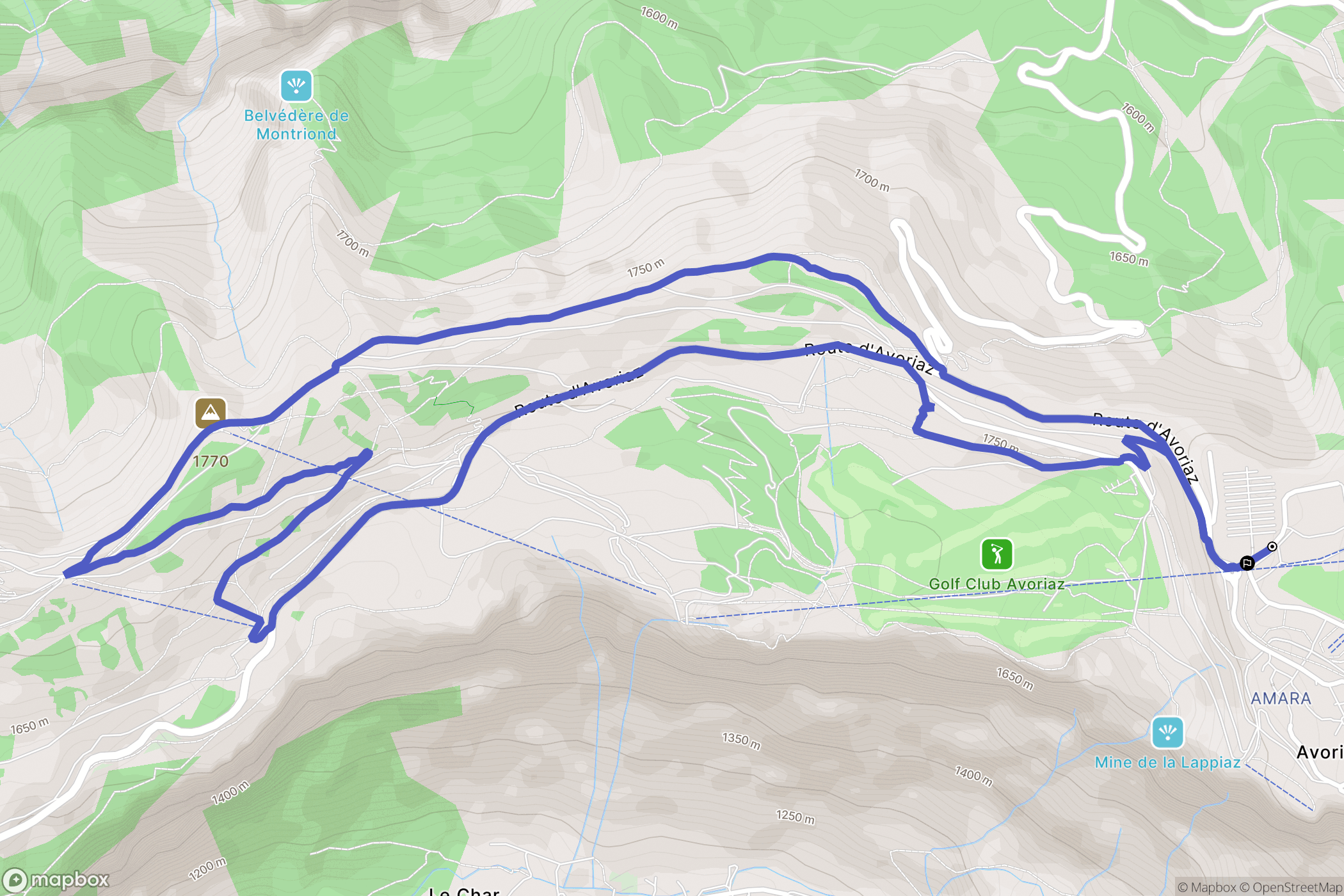 Morzine : carte du parcours de randonnée - France