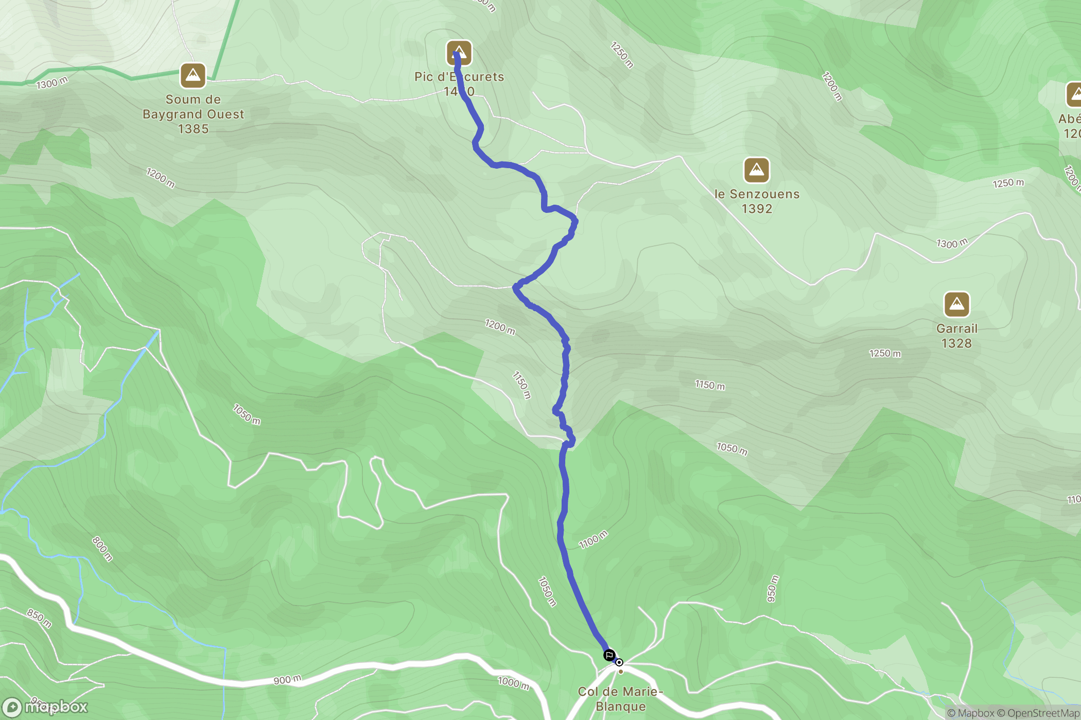 Bilhères : carte du parcours de randonnée - France