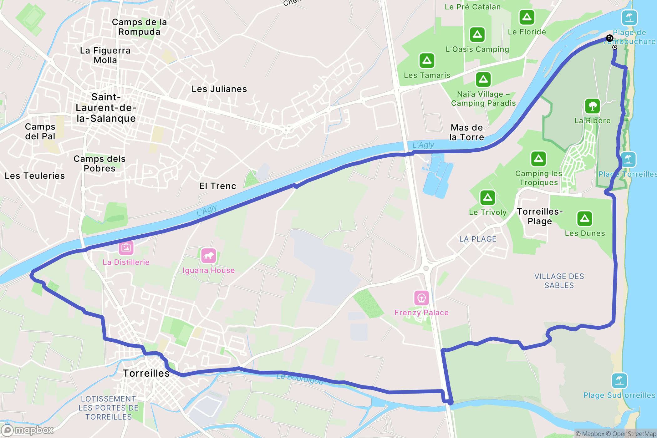 Torreilles : carte du parcours de randonnée - France