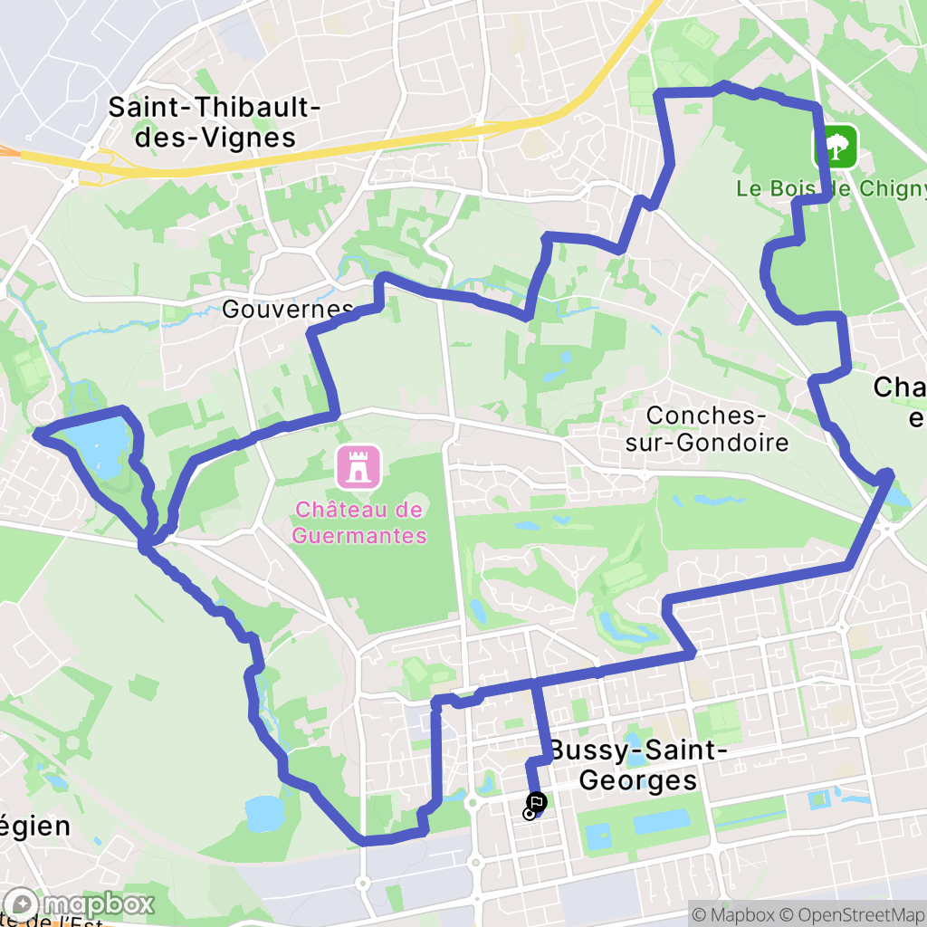 Bussy-Saint-Georges : carte du parcours de randonnée - France