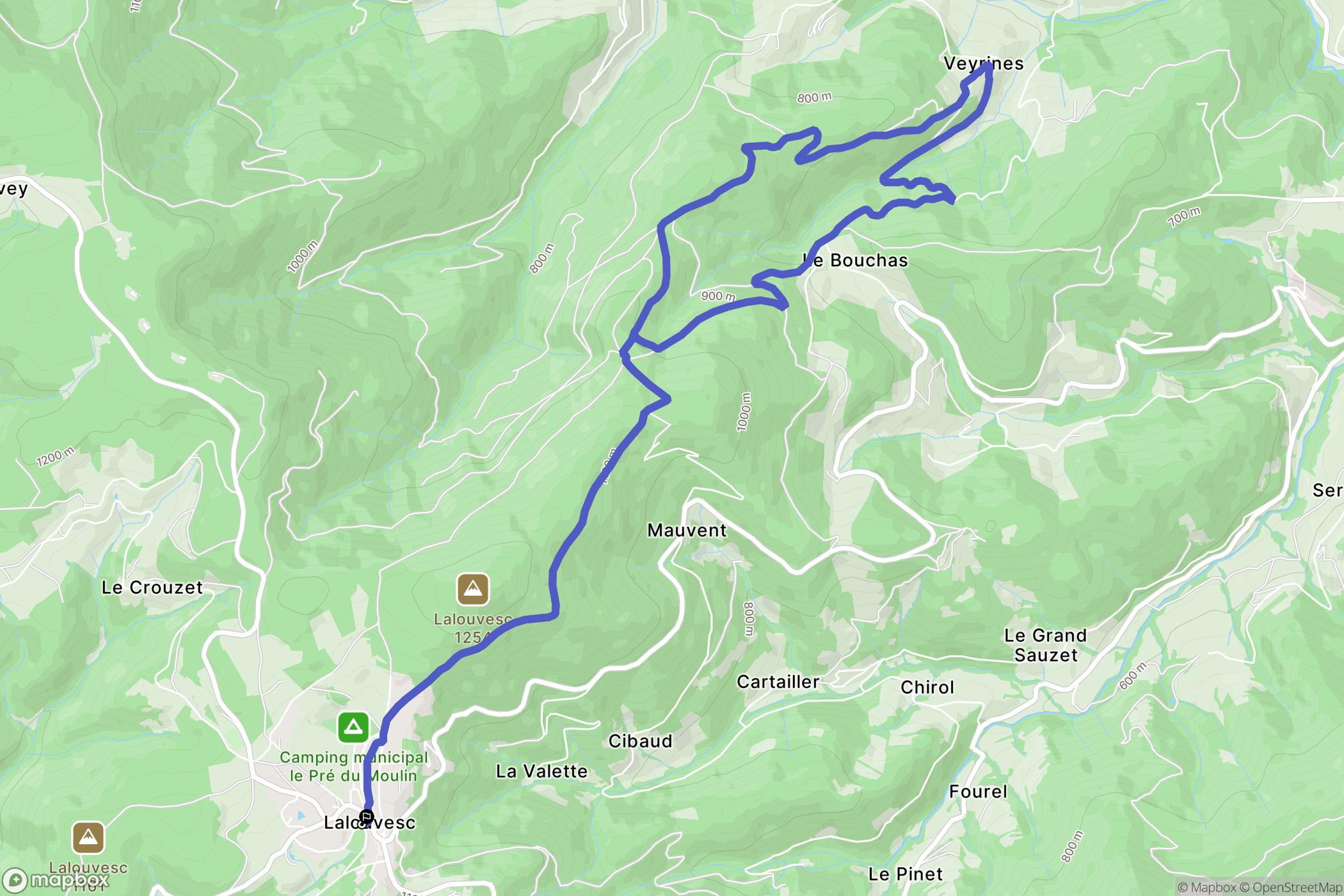 Lalouvesc : carte du parcours de randonnée - France