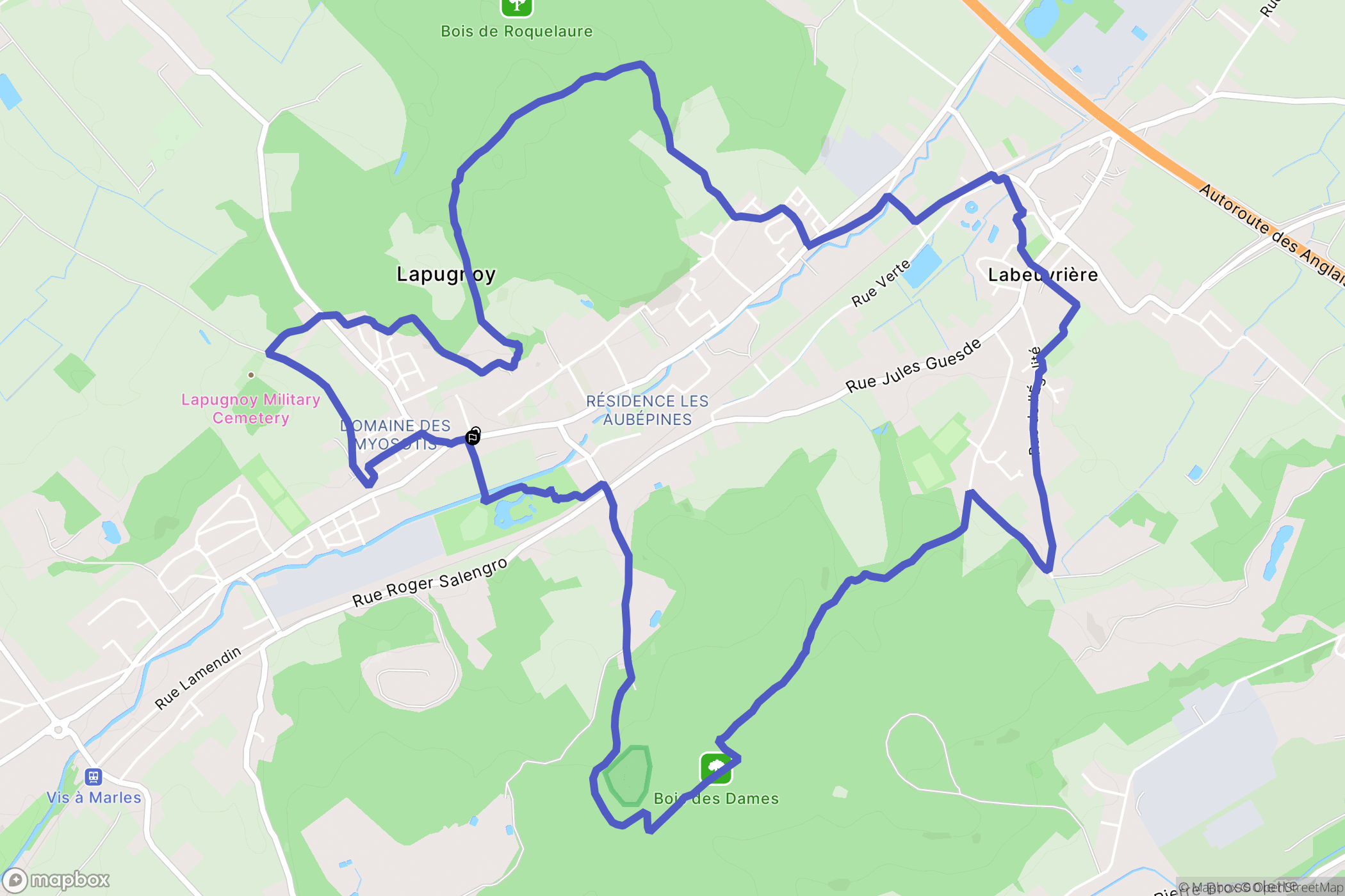 Lapugnoy : carte du parcours de randonnée - France