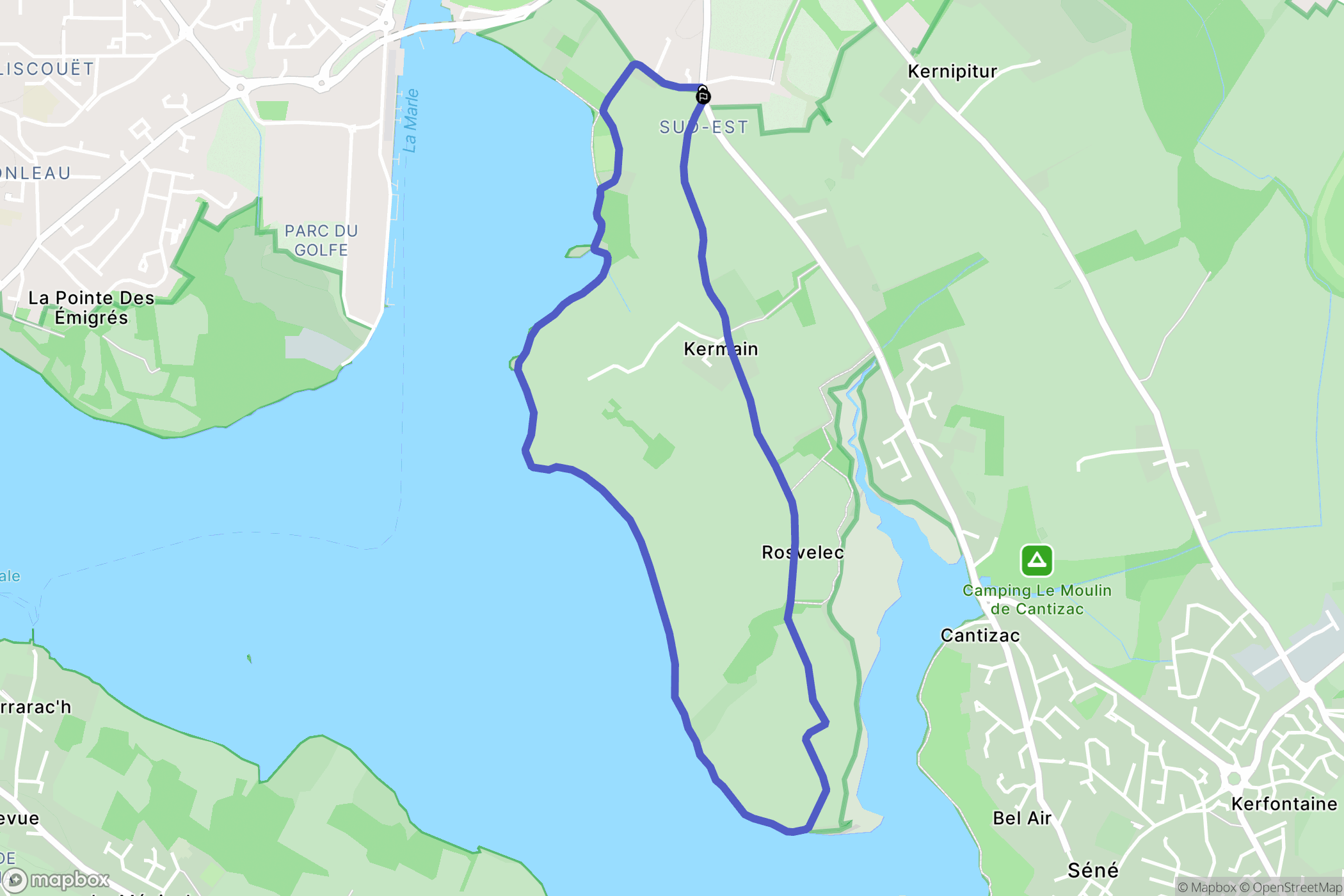 Vannes : carte du parcours de randonnée - France