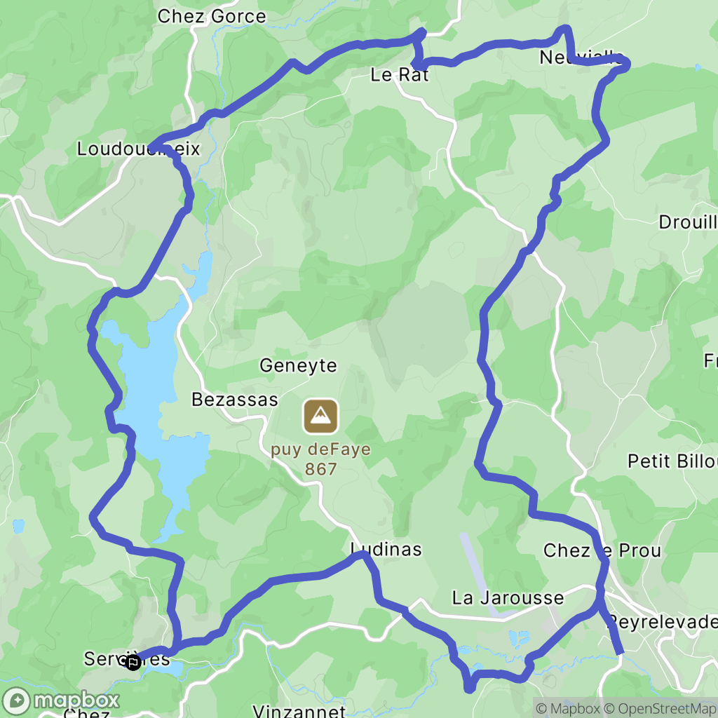 Peyrelevade : carte du parcours de randonnée - France