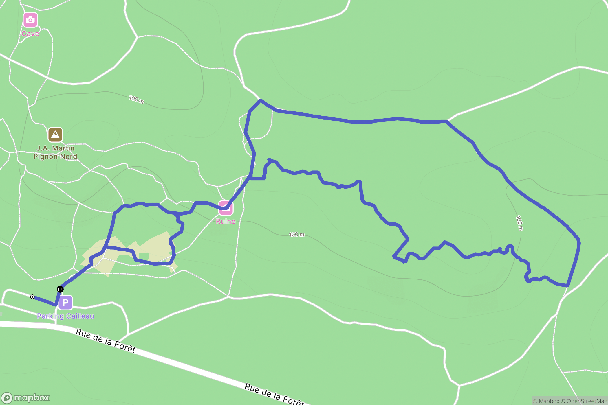 Le Vaudoué : carte du parcours de randonnée - France