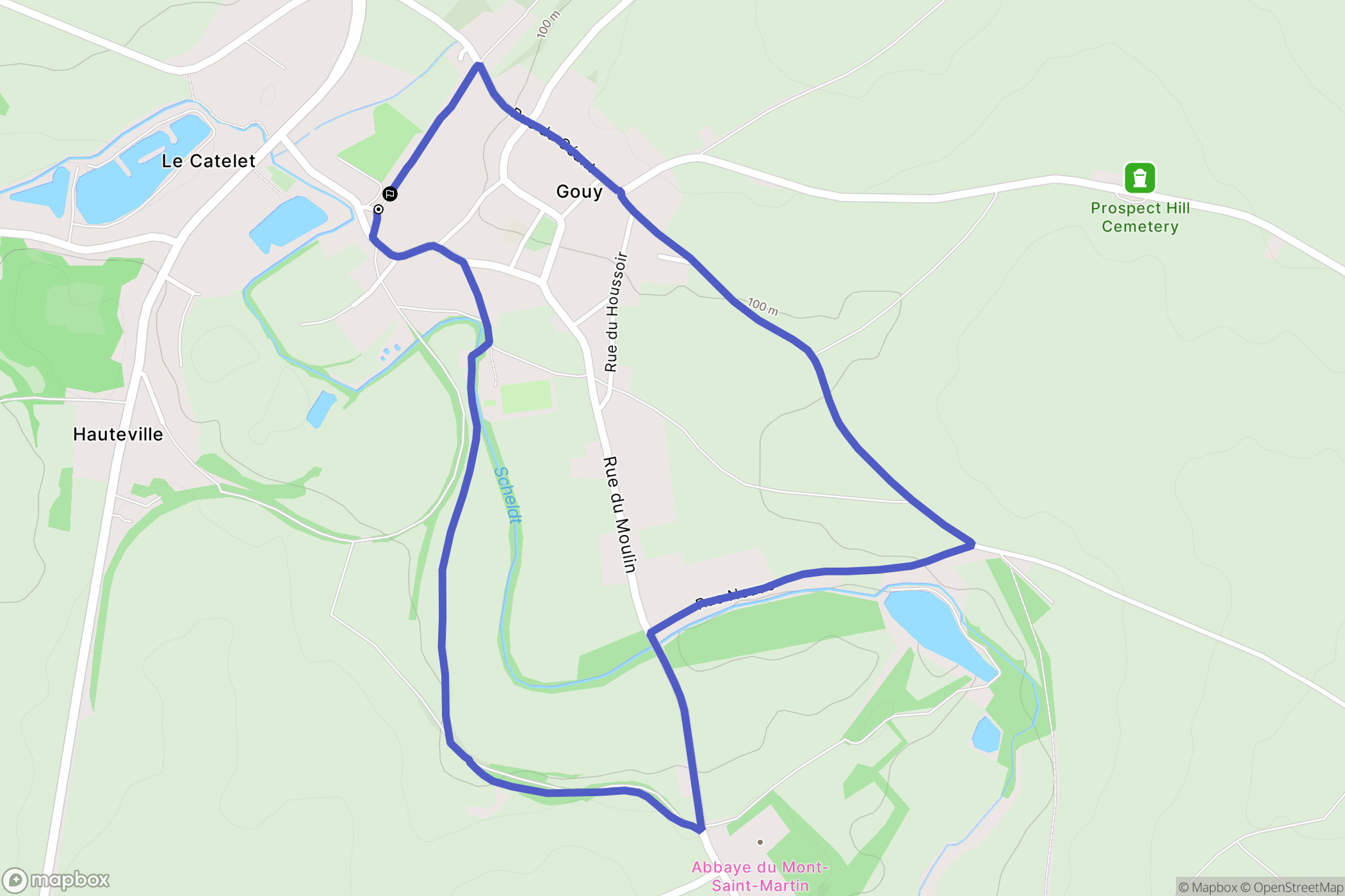 Gouy : carte du parcours de randonnée - France