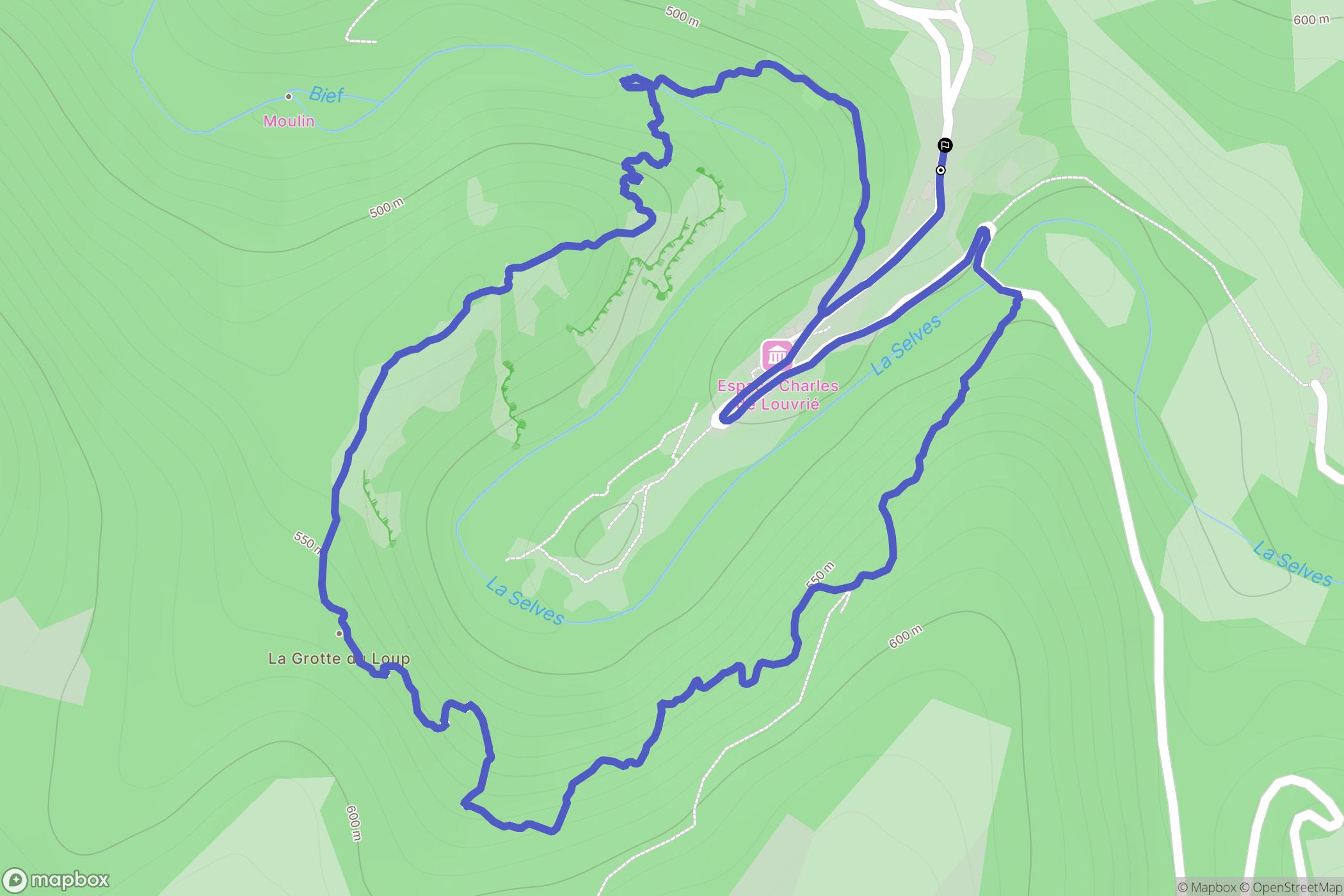 Campouriez : carte du parcours de randonnée - France