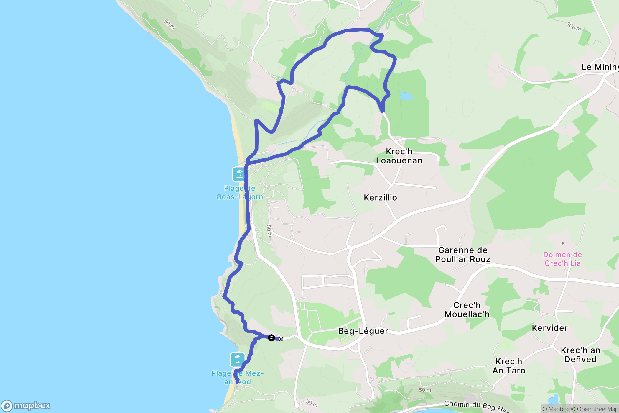 Lannion : carte du parcours de randonnée - France