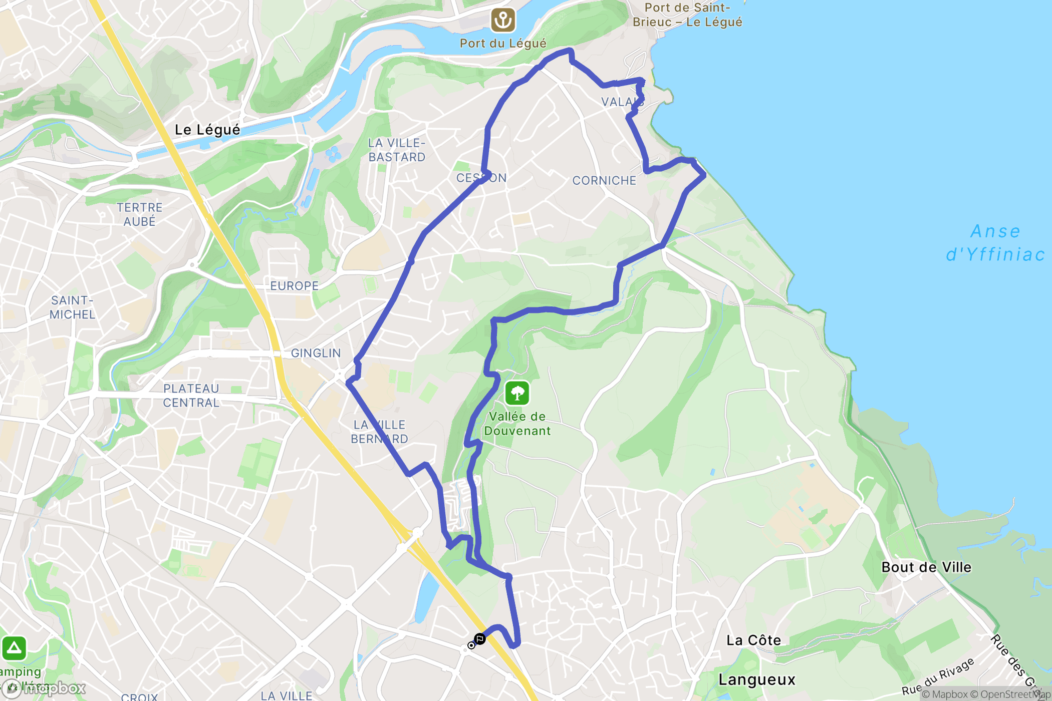 Langueux : carte du parcours de randonnée - France