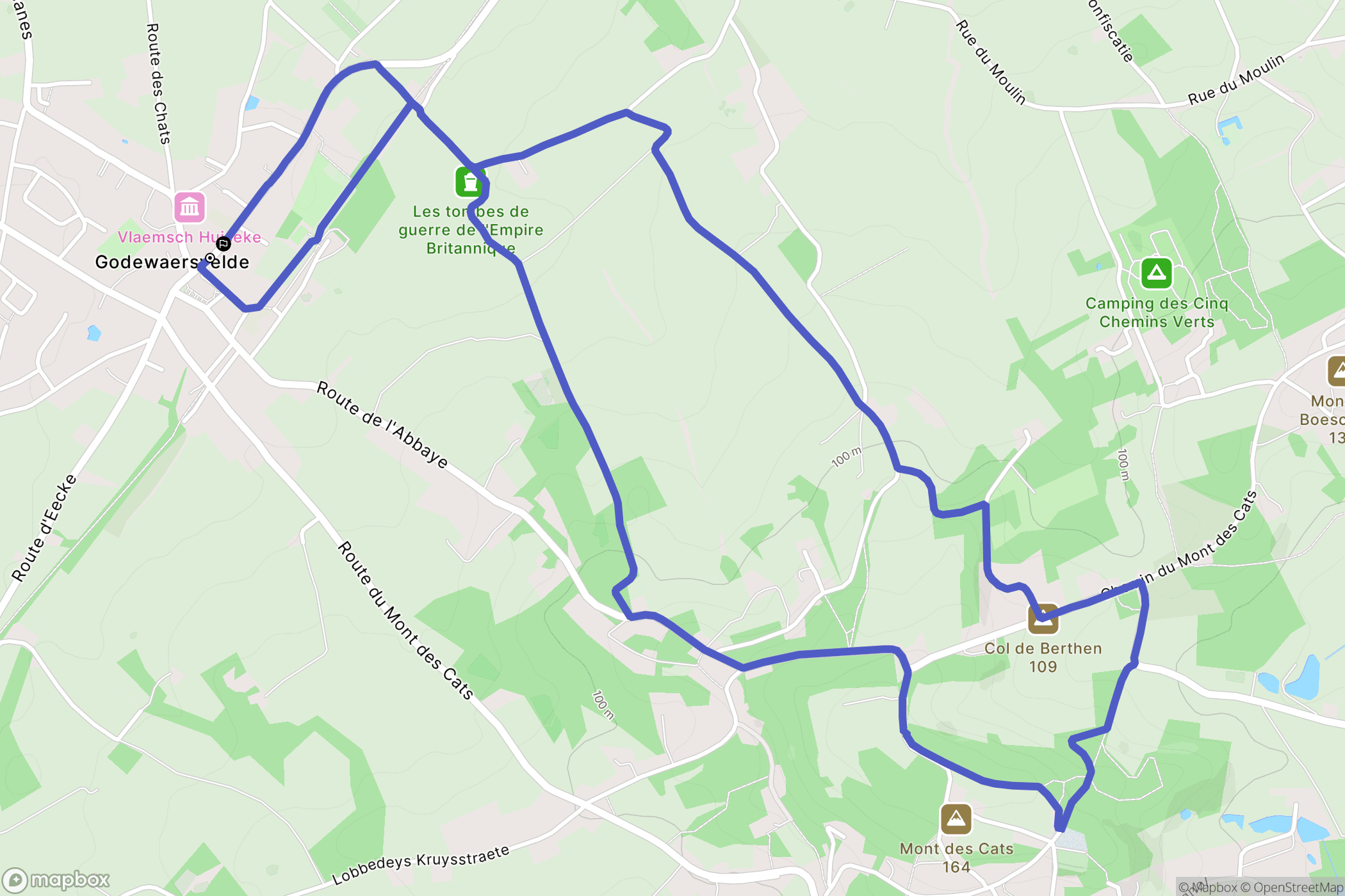 Godewaersvelde : carte du parcours de randonnée - France