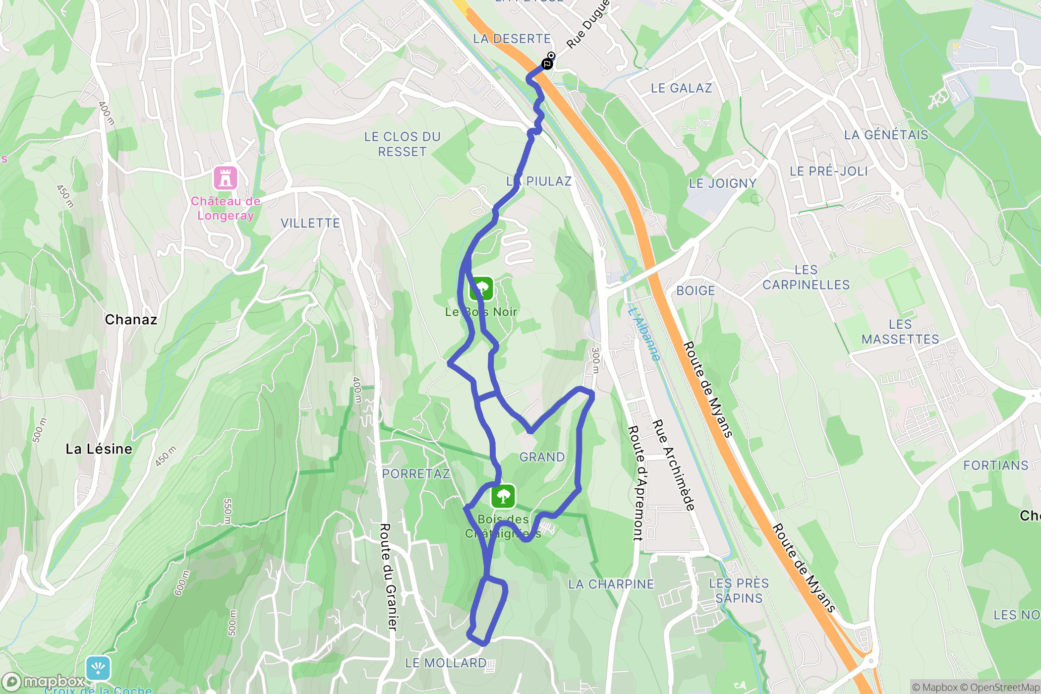 La Ravoire : carte du parcours de randonnée - France