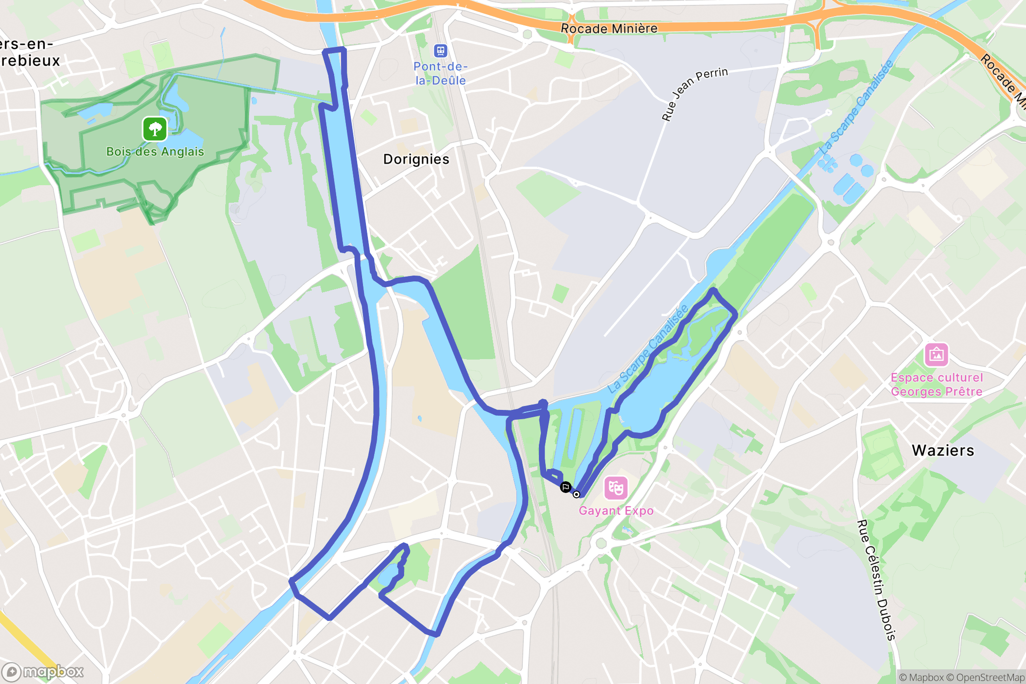 Douai : carte du parcours de randonnée - France