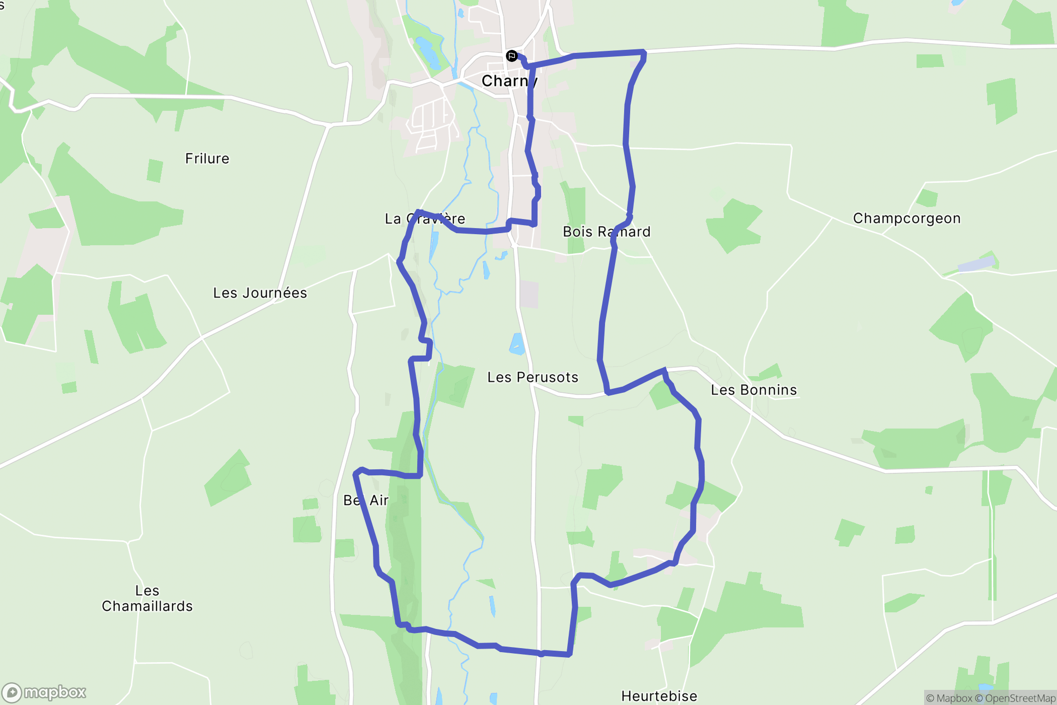 Charny-Orée-de-Puisaye : carte du parcours de randonnée - France