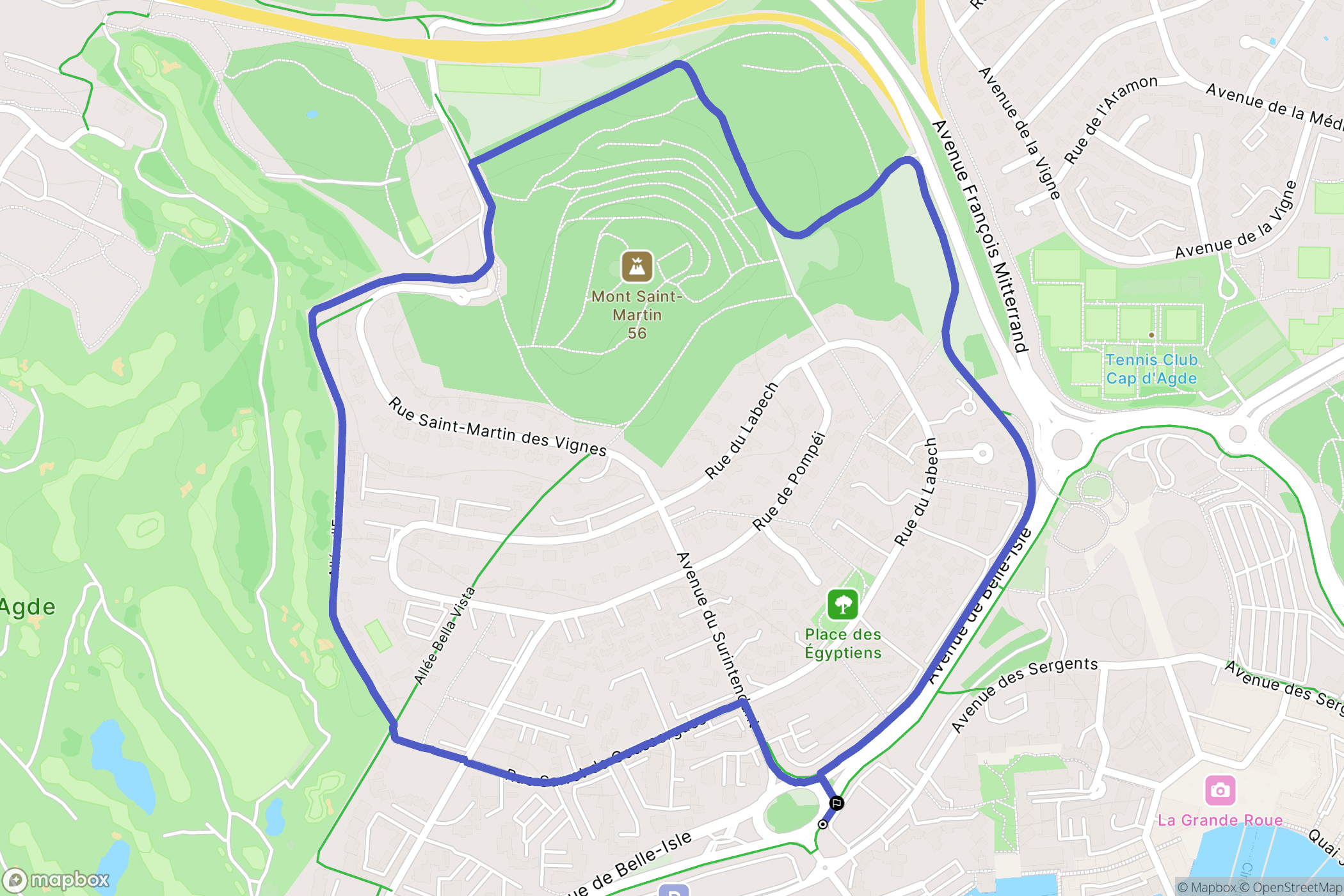 Cap d'Agde : carte du parcours de randonnée - France