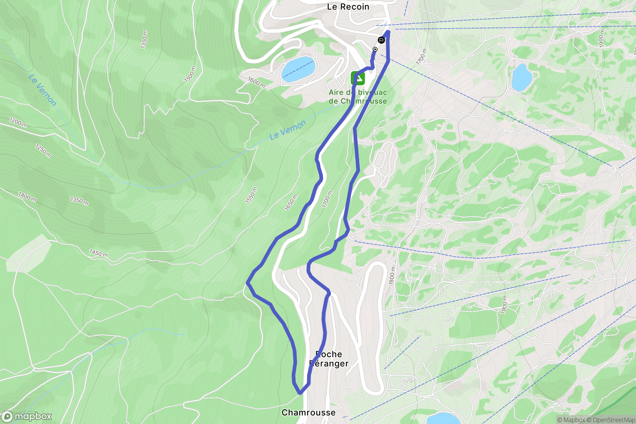 Chamrousse : carte du parcours de randonnée - France