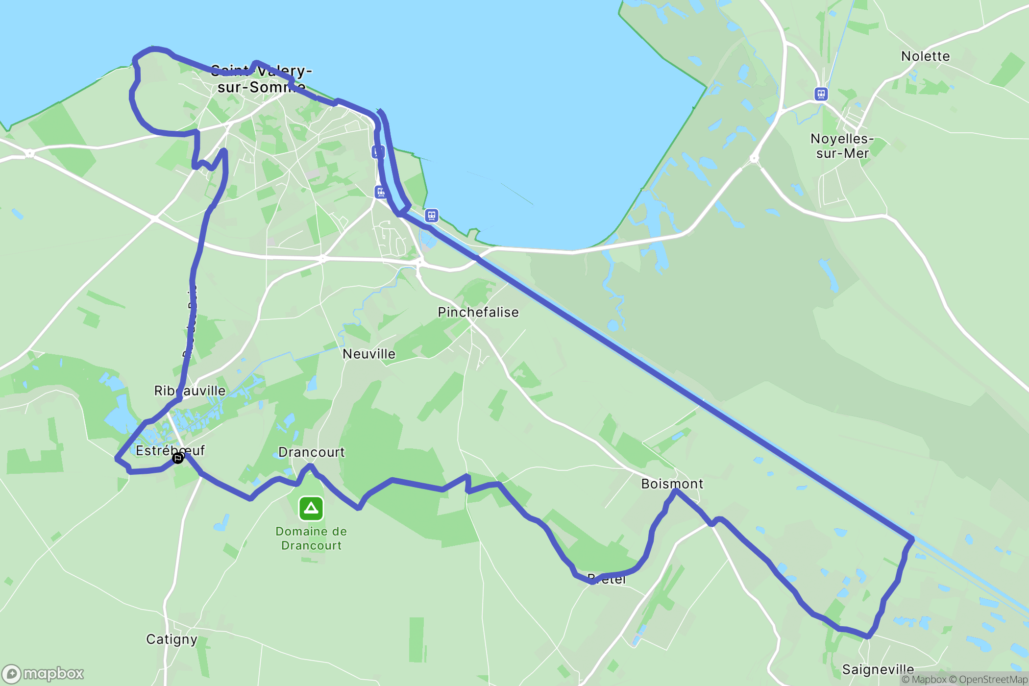 Estrébœuf : carte du parcours de randonnée - France