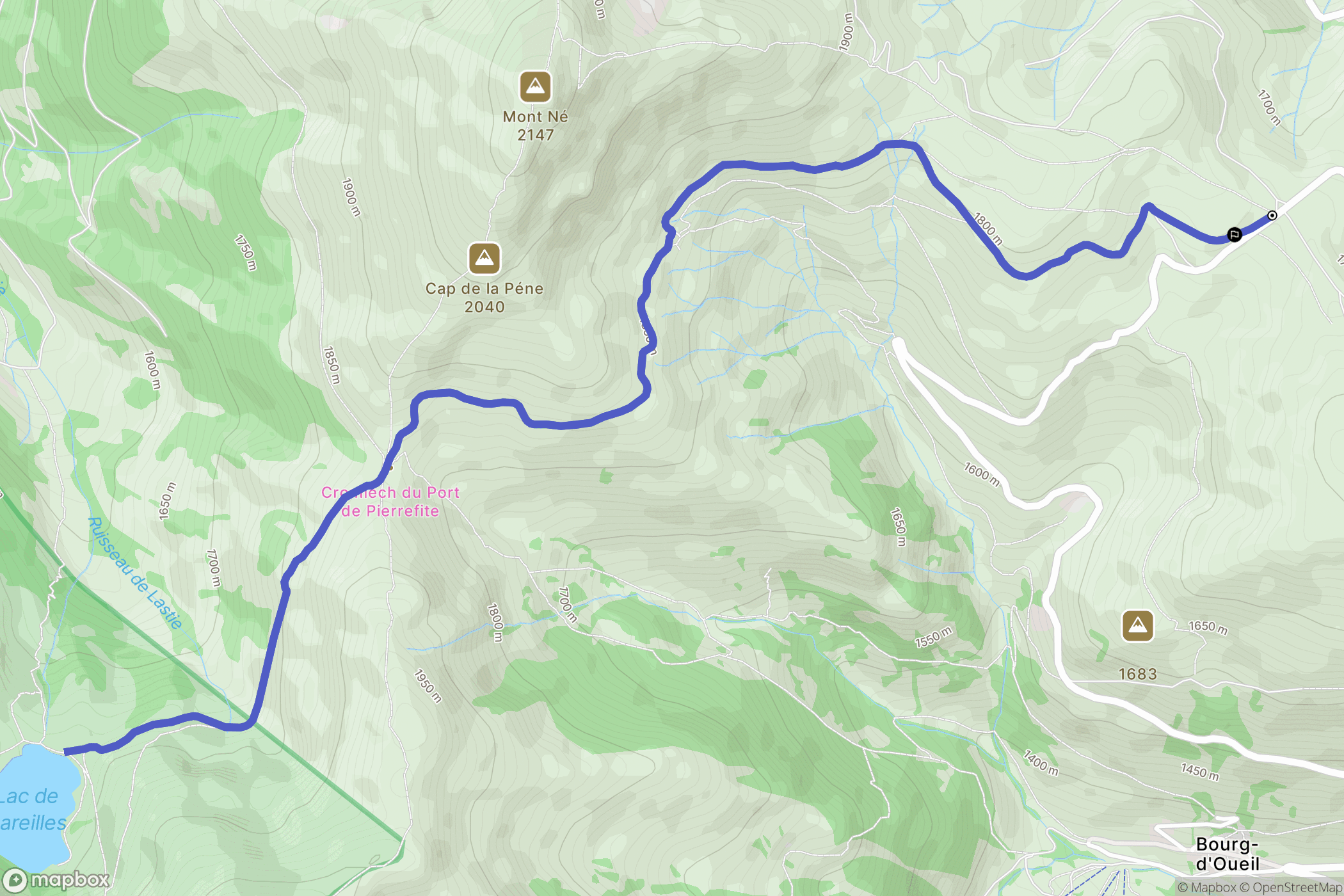 Ferrere : carte du parcours de randonnée - France