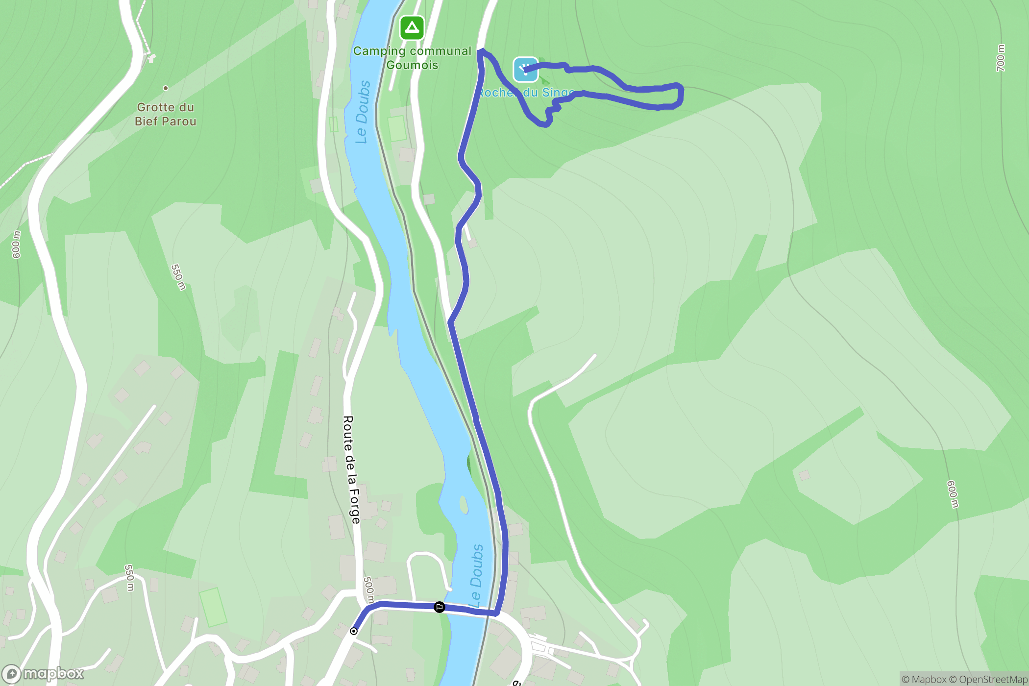 Goumois : carte du parcours de randonnée - France