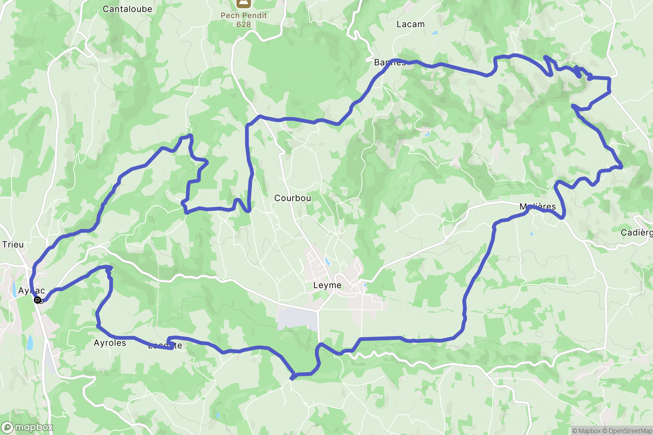 Aynac : carte du parcours de randonnée - France