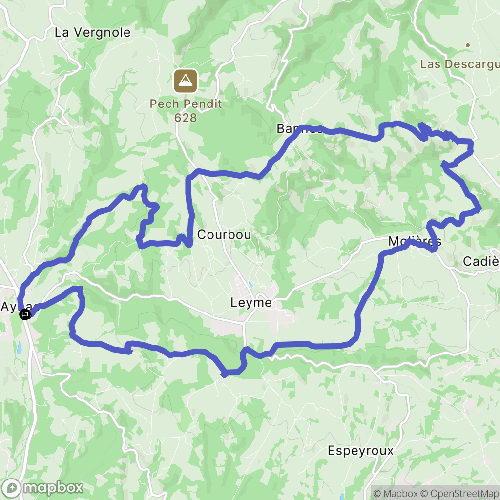 Aynac : carte du parcours de randonnée - France