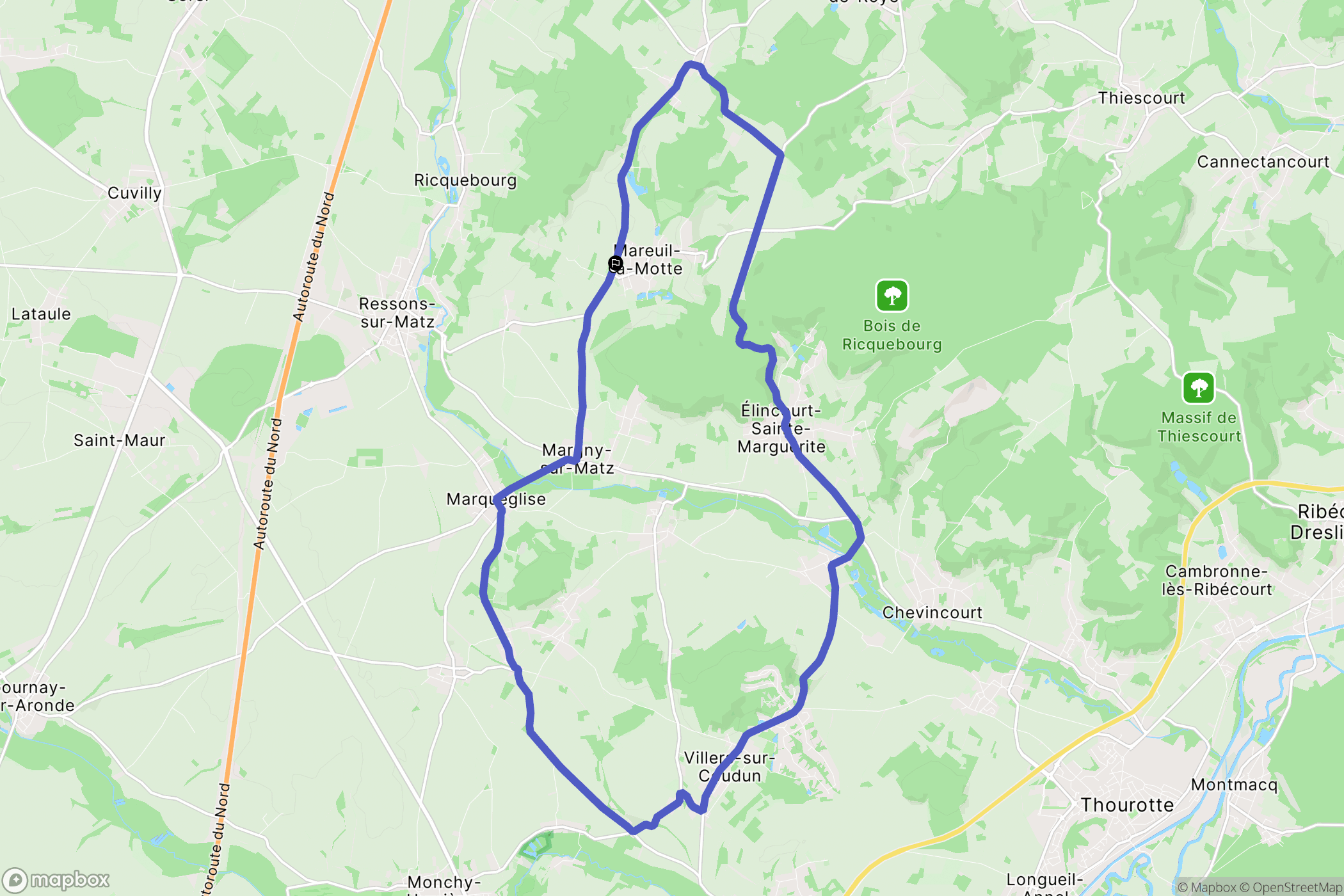 Mareuil-la-Motte : carte du parcours de randonnée - France