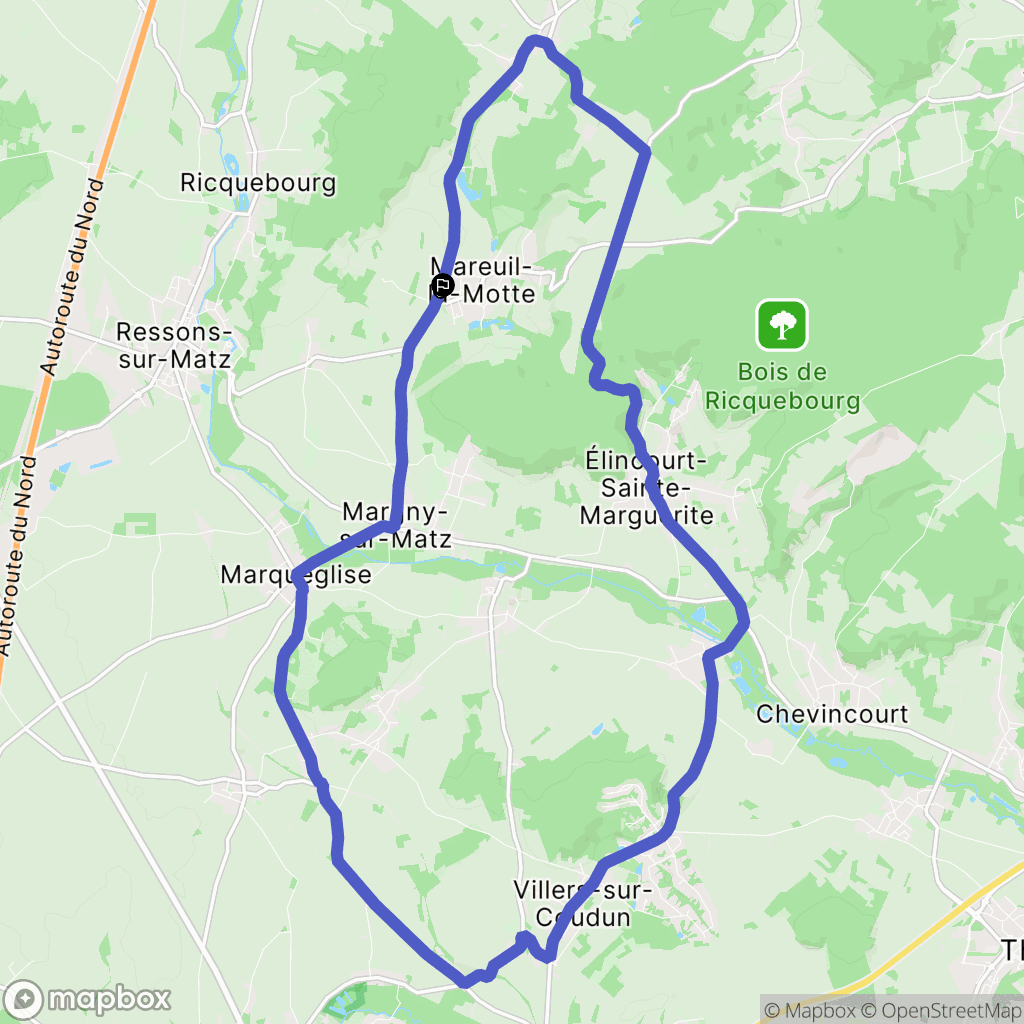Mareuil-la-Motte : carte du parcours de randonnée - France