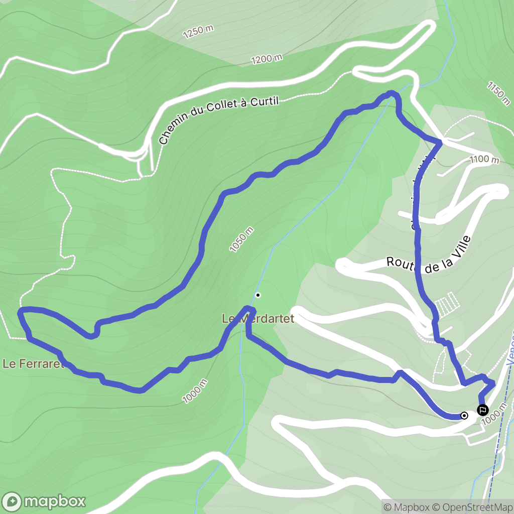Les Deux Alpes : carte du parcours de randonnée - France