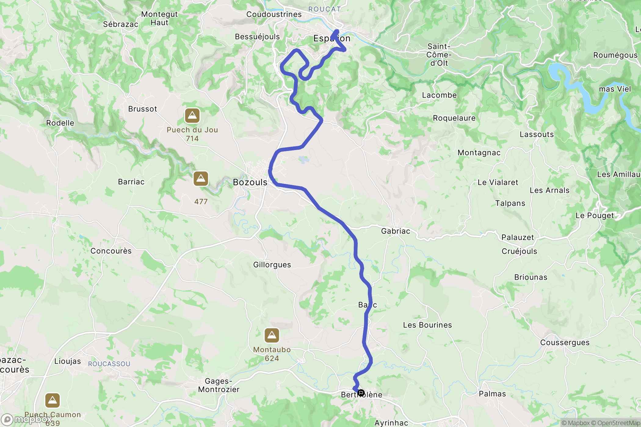 Bertholène : carte du parcours de randonnée - France