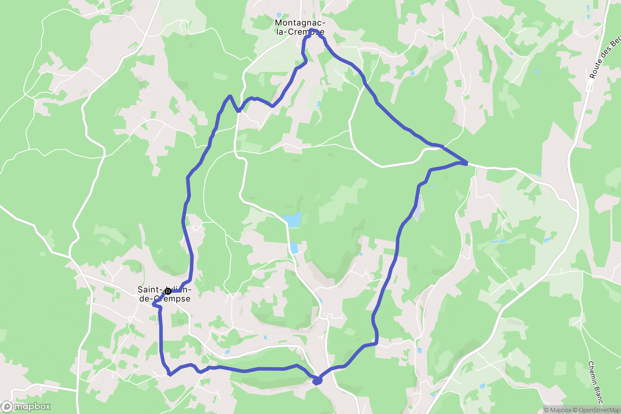 Eyraud-Crempse-Maurens : carte du parcours de randonnée - France