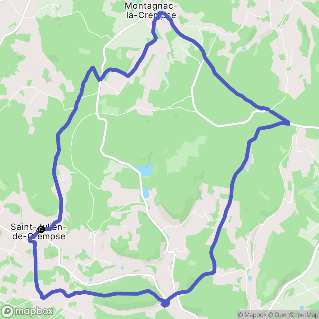 Eyraud-Crempse-Maurens : carte du parcours de randonnée - France