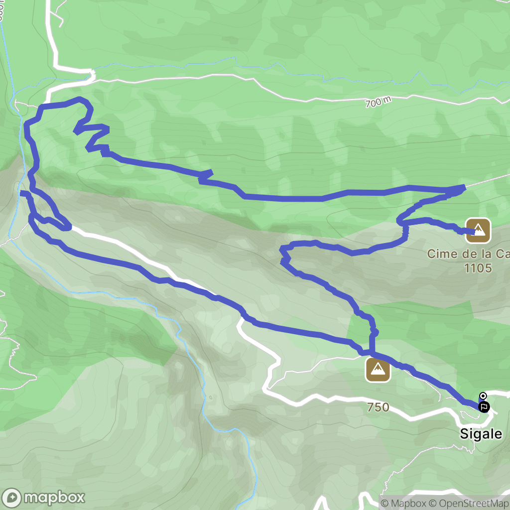 Sigale : carte du parcours de randonnée - France