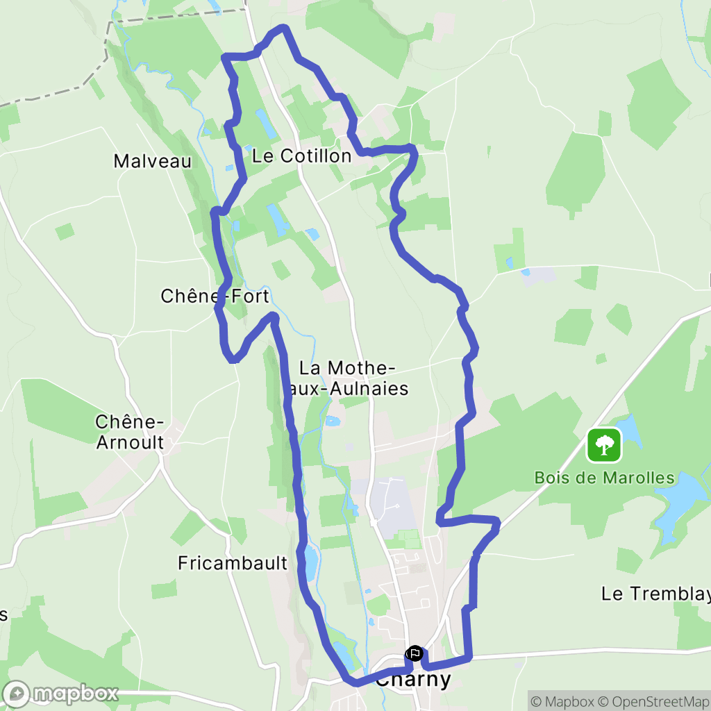 Charny-Orée-de-Puisaye : carte du parcours de randonnée - France
