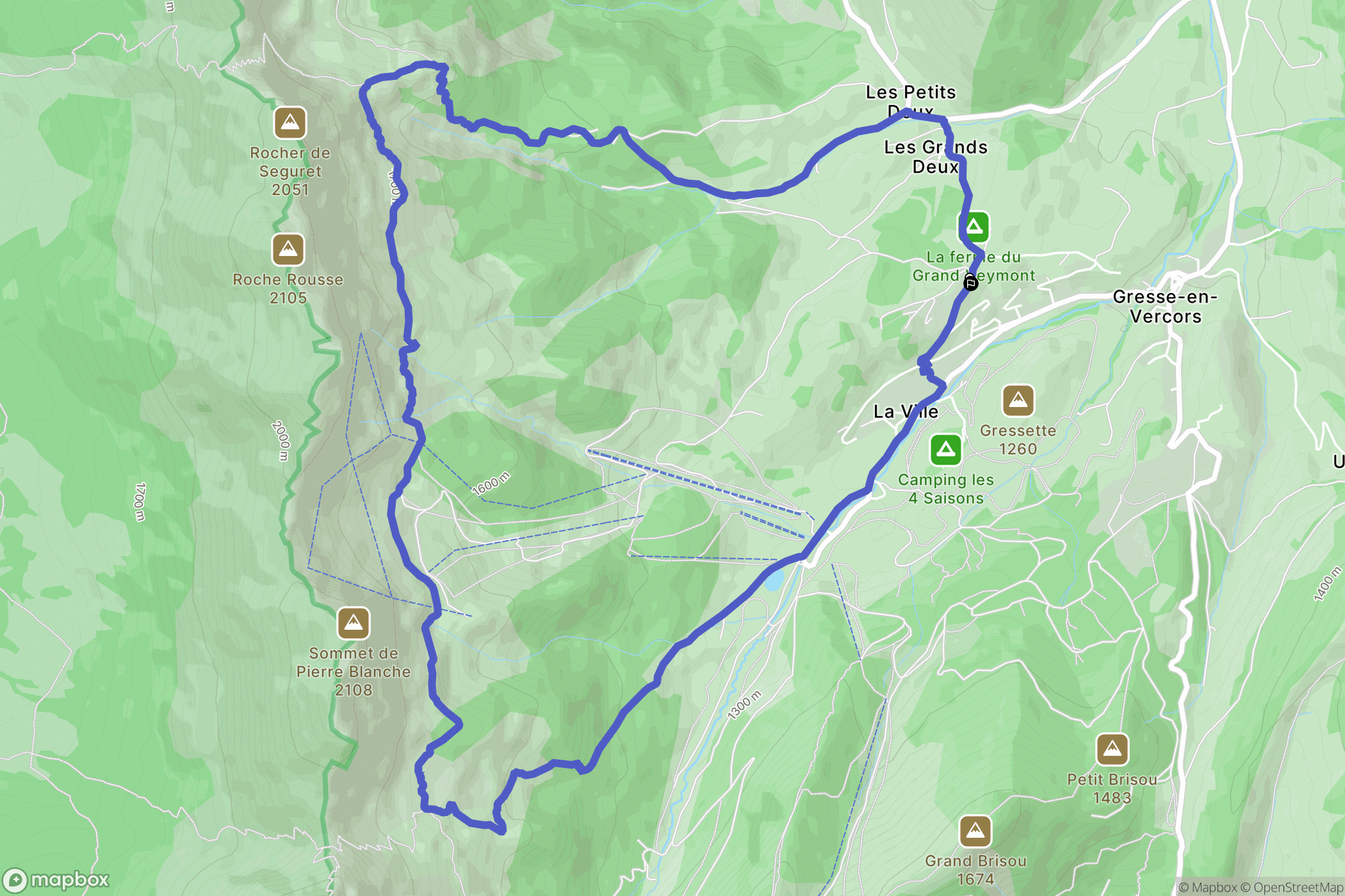 Gresse-en-Vercors : carte du parcours de randonnée - France