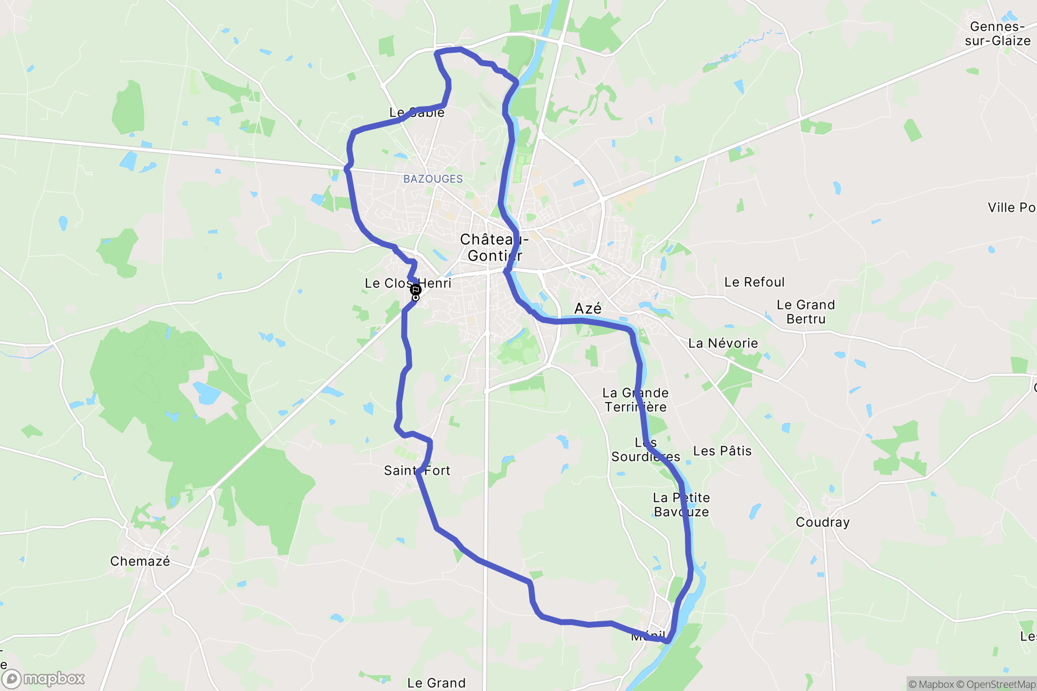 Château-Gontier-sur-Mayenne : carte du parcours de randonnée - France