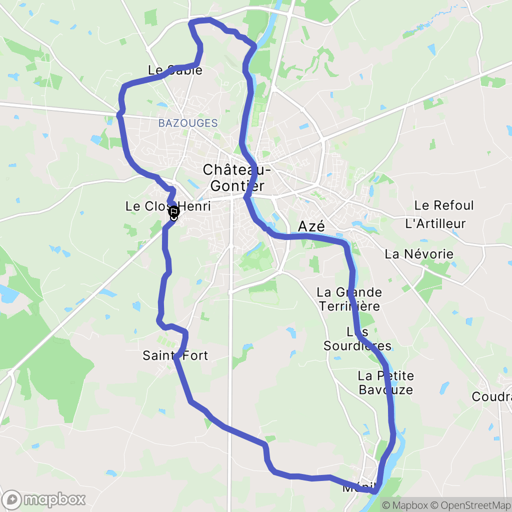 Château-Gontier-sur-Mayenne : carte du parcours de randonnée - France