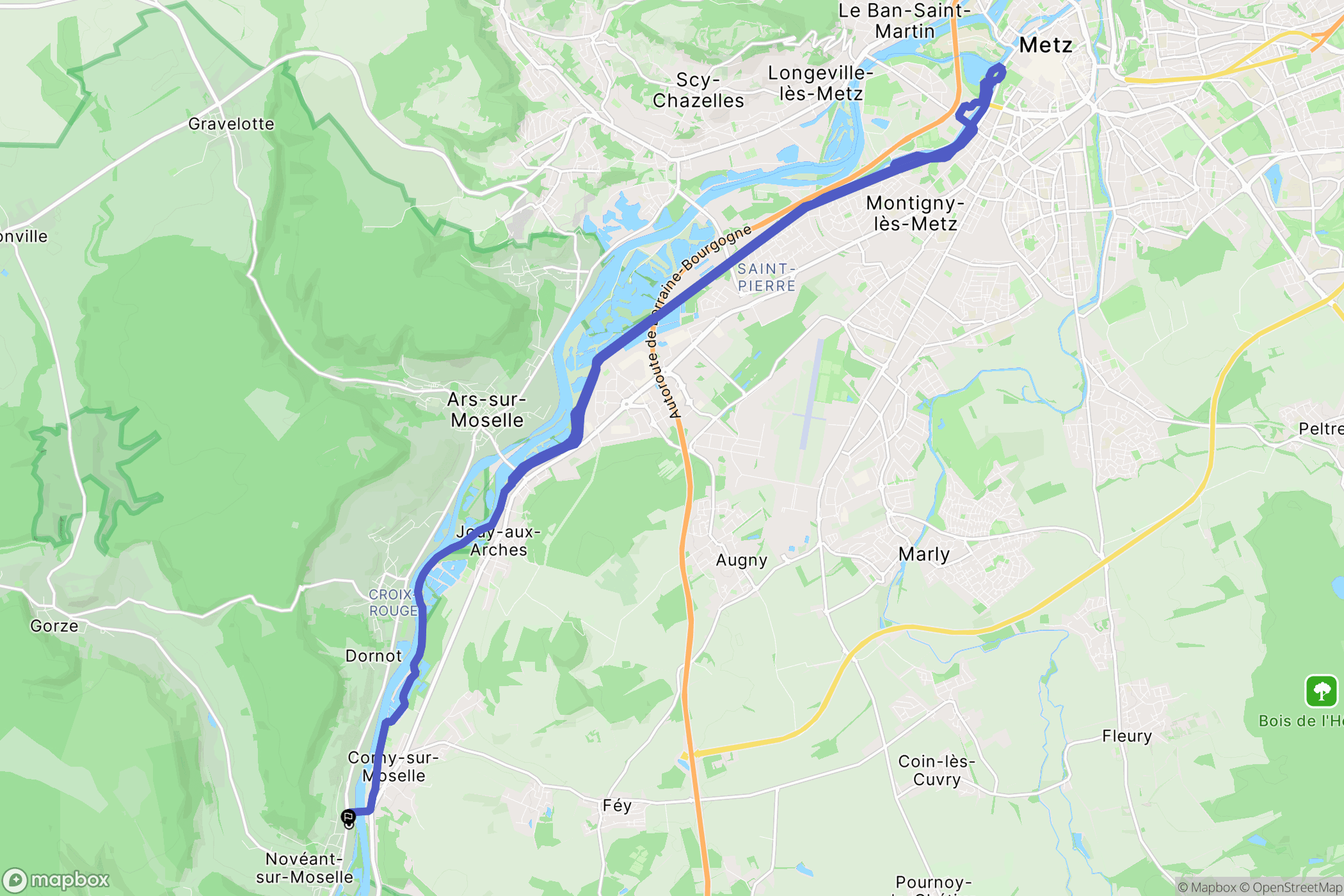 Novéant-sur-Moselle : carte du parcours de randonnée - France