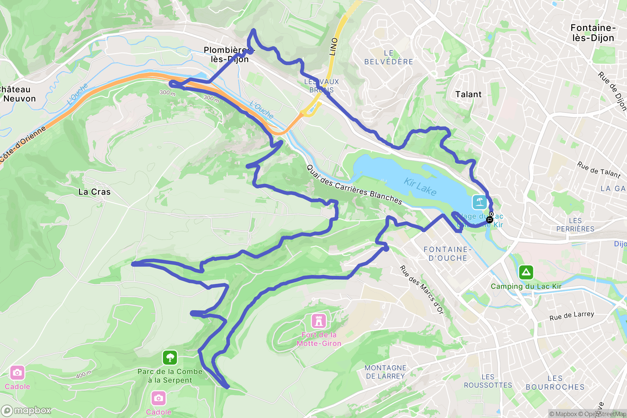 Dijon : carte du parcours de randonnée - France