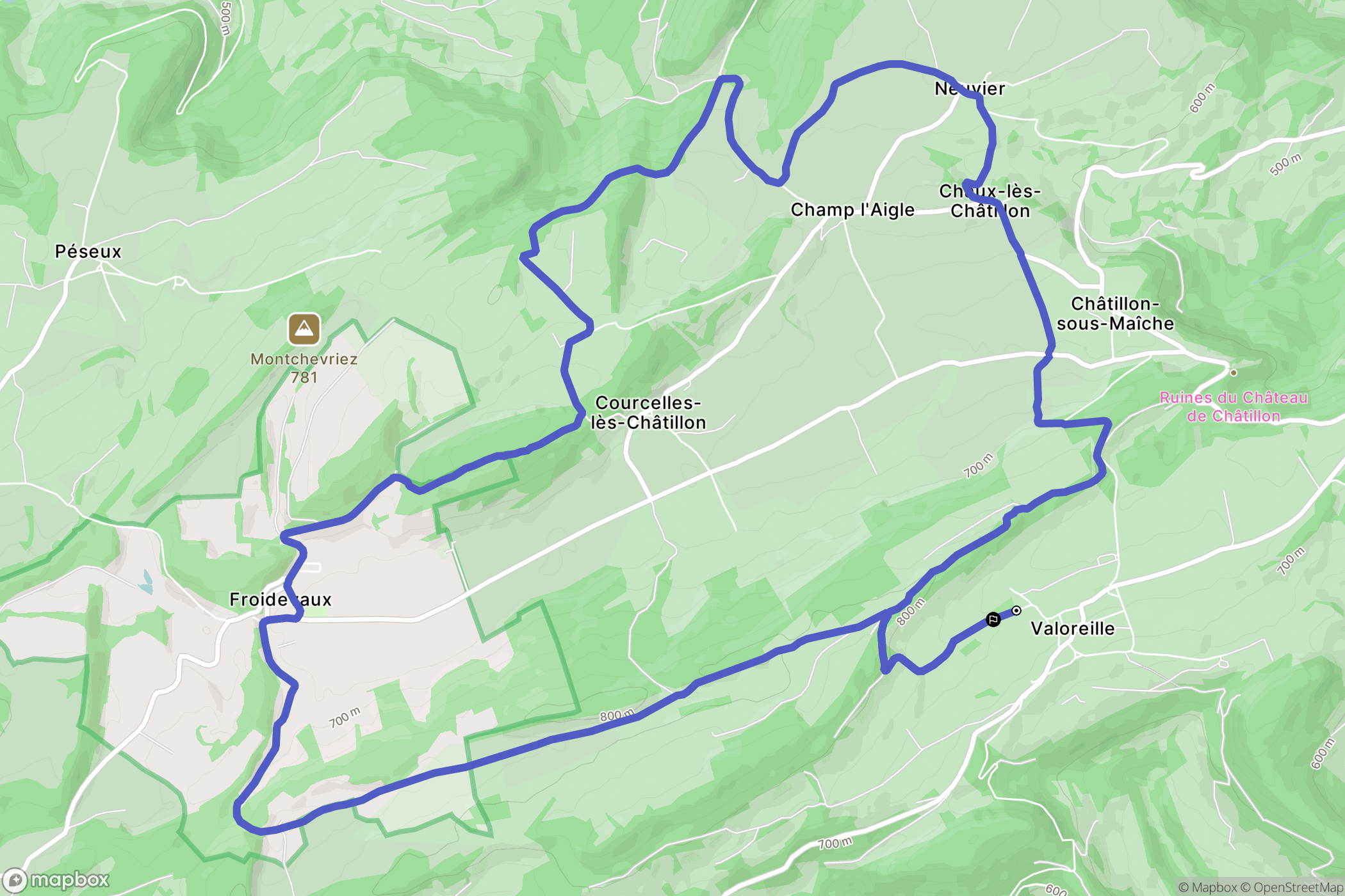 Valoreille : carte du parcours de randonnée - France