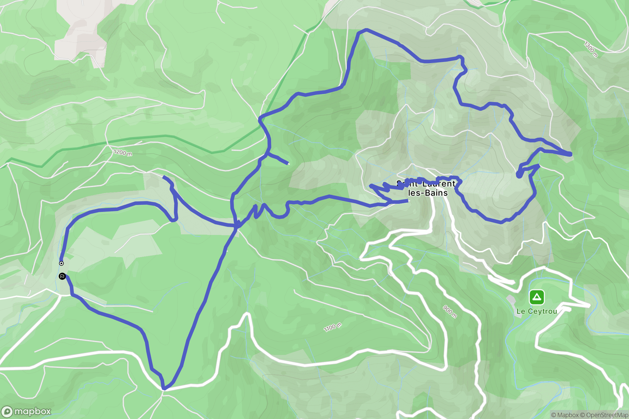 Saint-Laurent-les-Bains-Laval-d'Aurelle : carte du parcours de randonnée - France