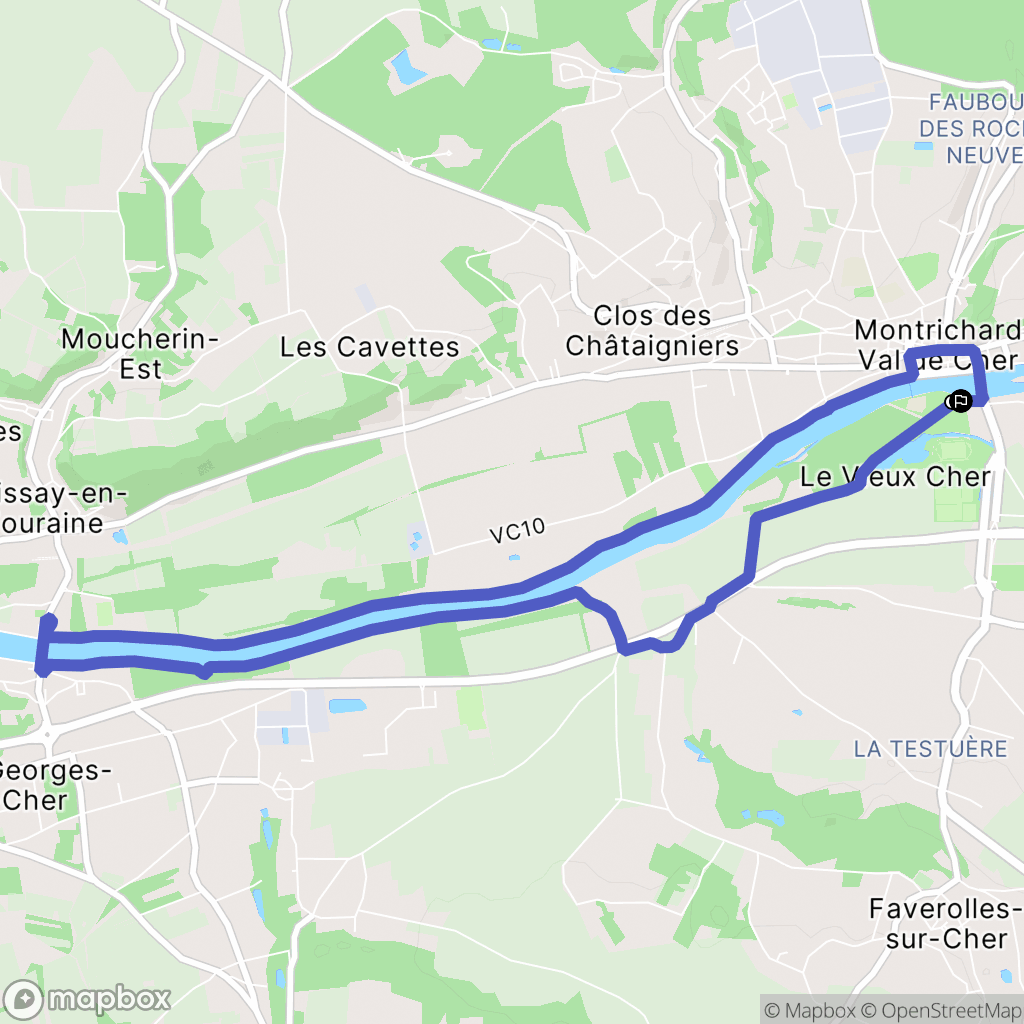 Faverolles-sur-Cher : carte du parcours de randonnée - France