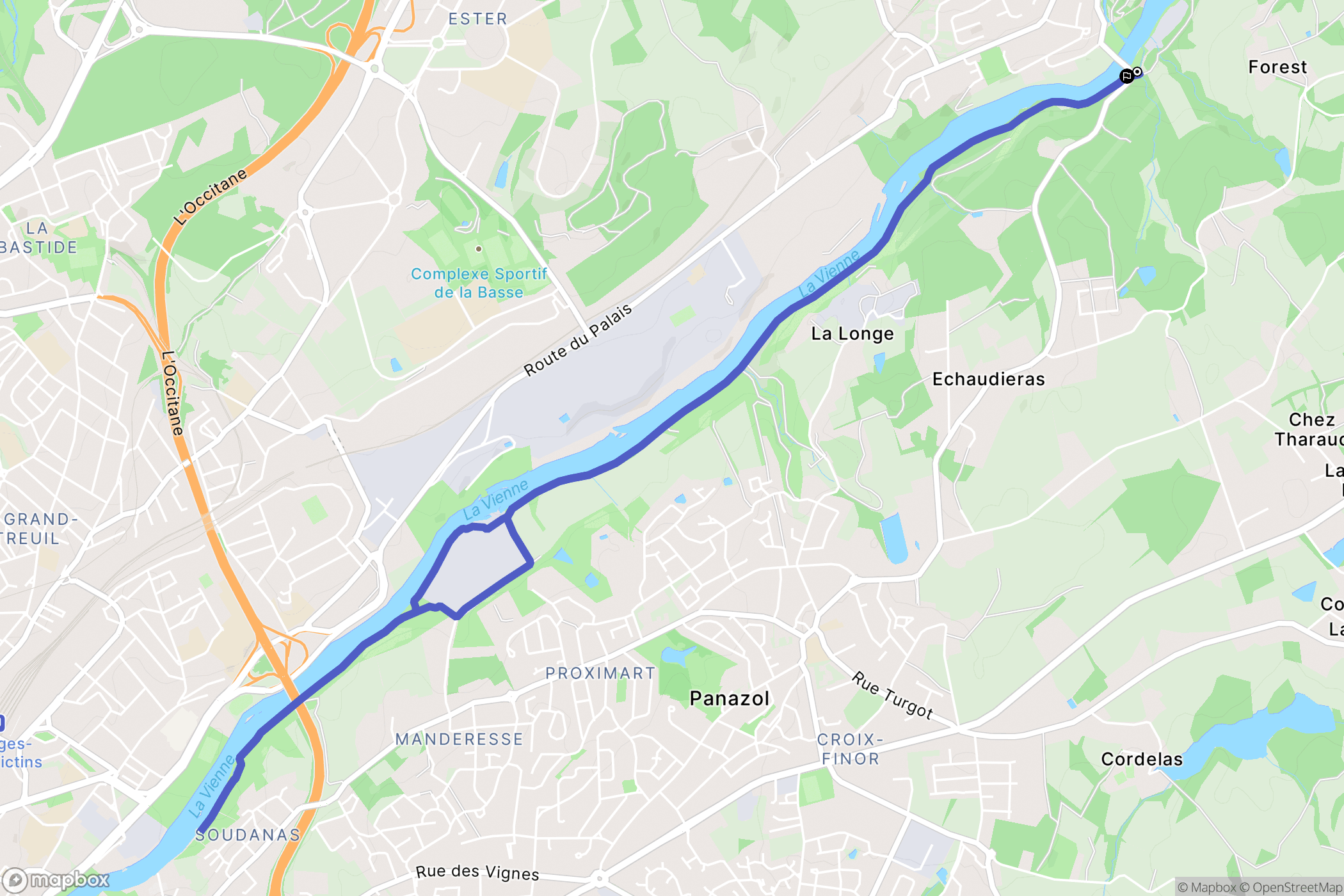 Panazol : carte du parcours de randonnée - France
